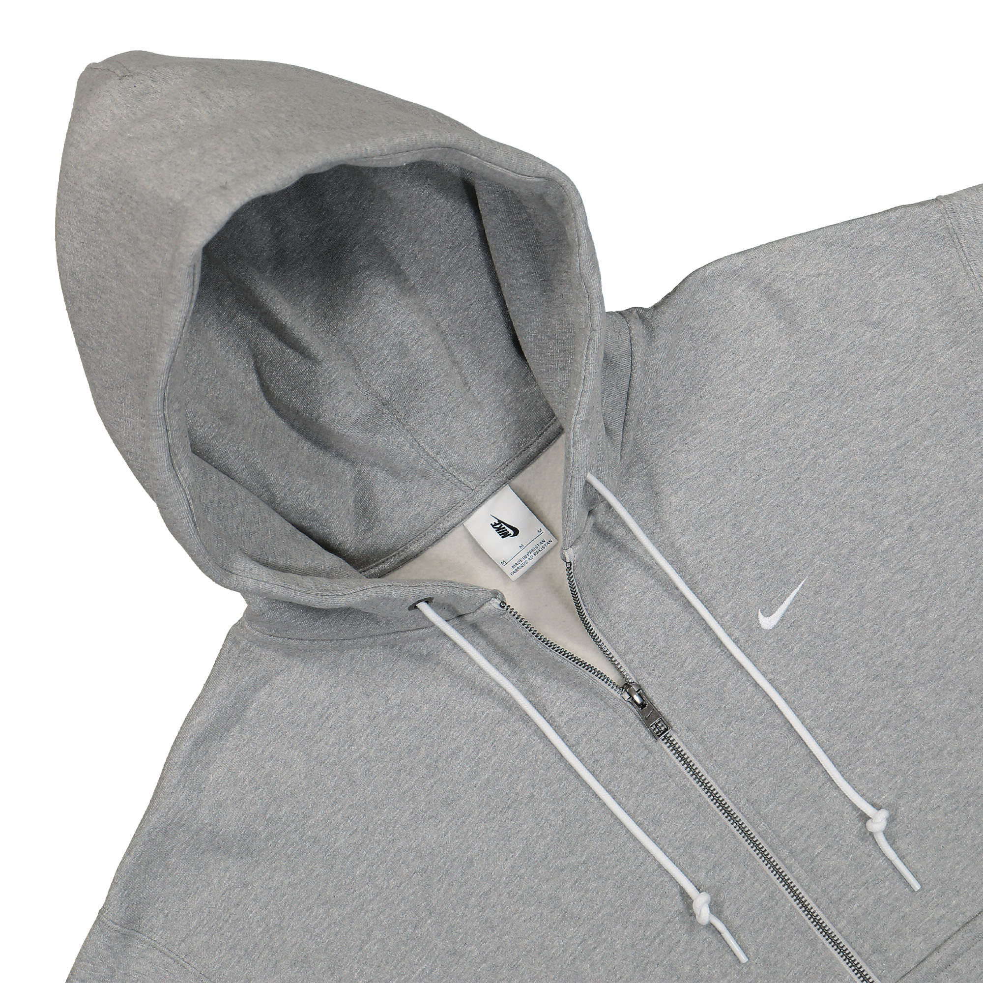 Nike Solo Swoosh Full-Zip Hoodie Dark Grey Heather / White Hoodies Close-up | Overkill