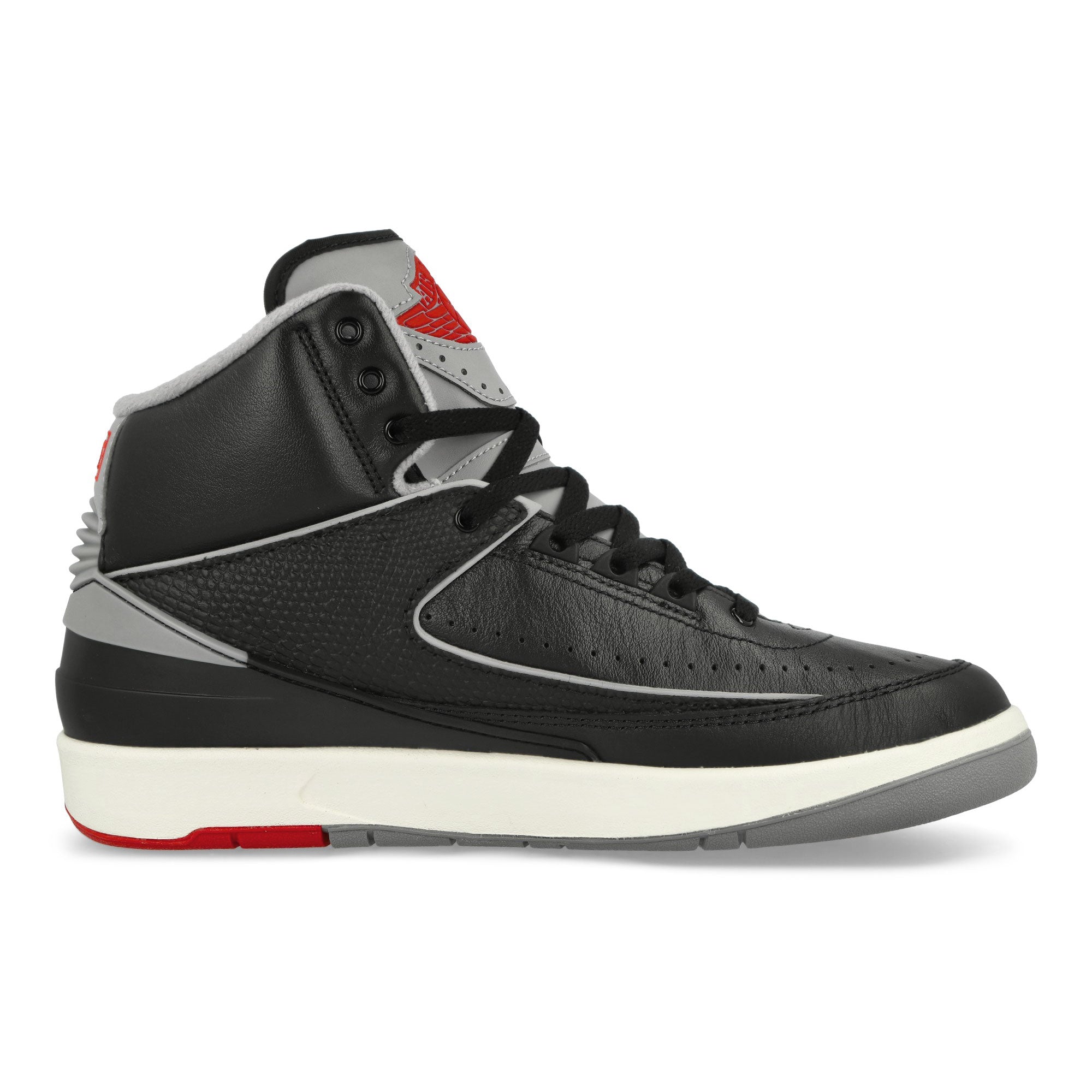 Jordan Air Jordan 2 Retro Black / Cement Grey - Fire Red - Sail High Top Sneakers Silhouette | Overkill