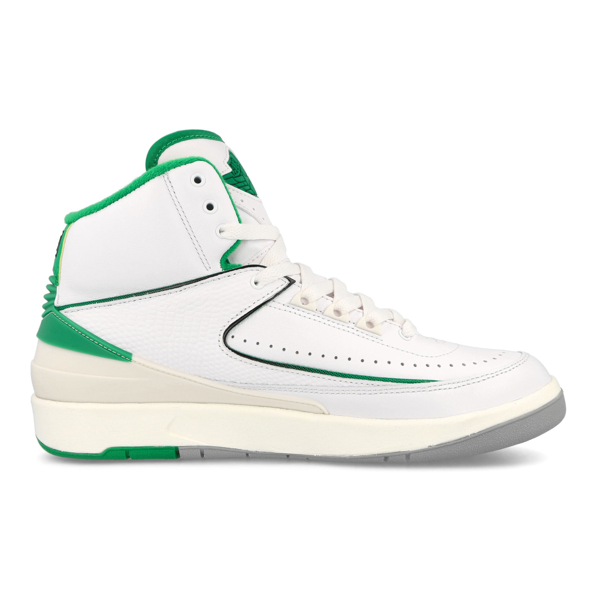 Jordan Air Jordan 2 Retro White-Lucky Green - Sail - Light Steel Grey High Top Sneakers Silhouette | Overkill