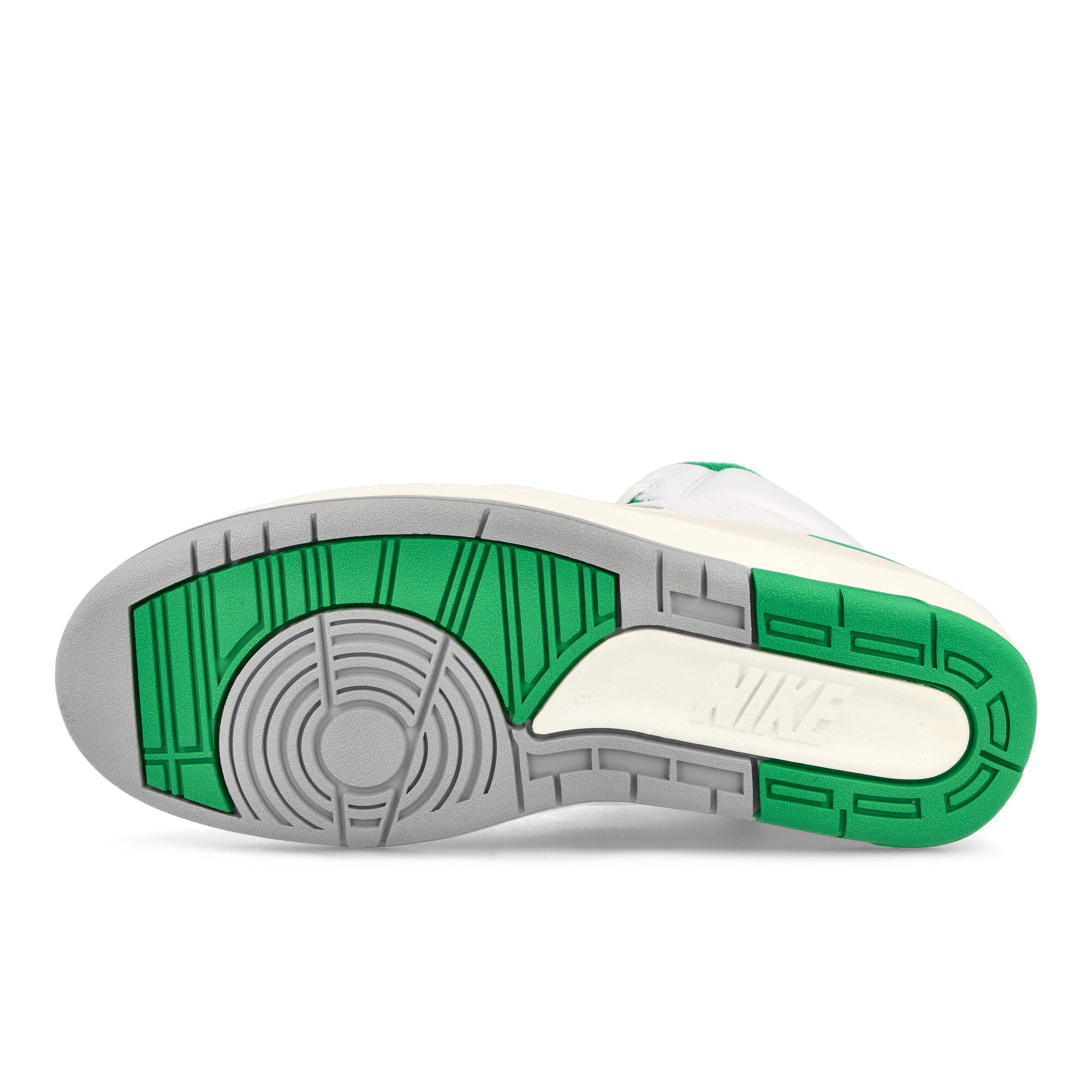 Jordan Air Jordan 2 Retro White-Lucky Green - Sail - Light Steel Grey High Top Sneakers Detail View 1 | Overkill