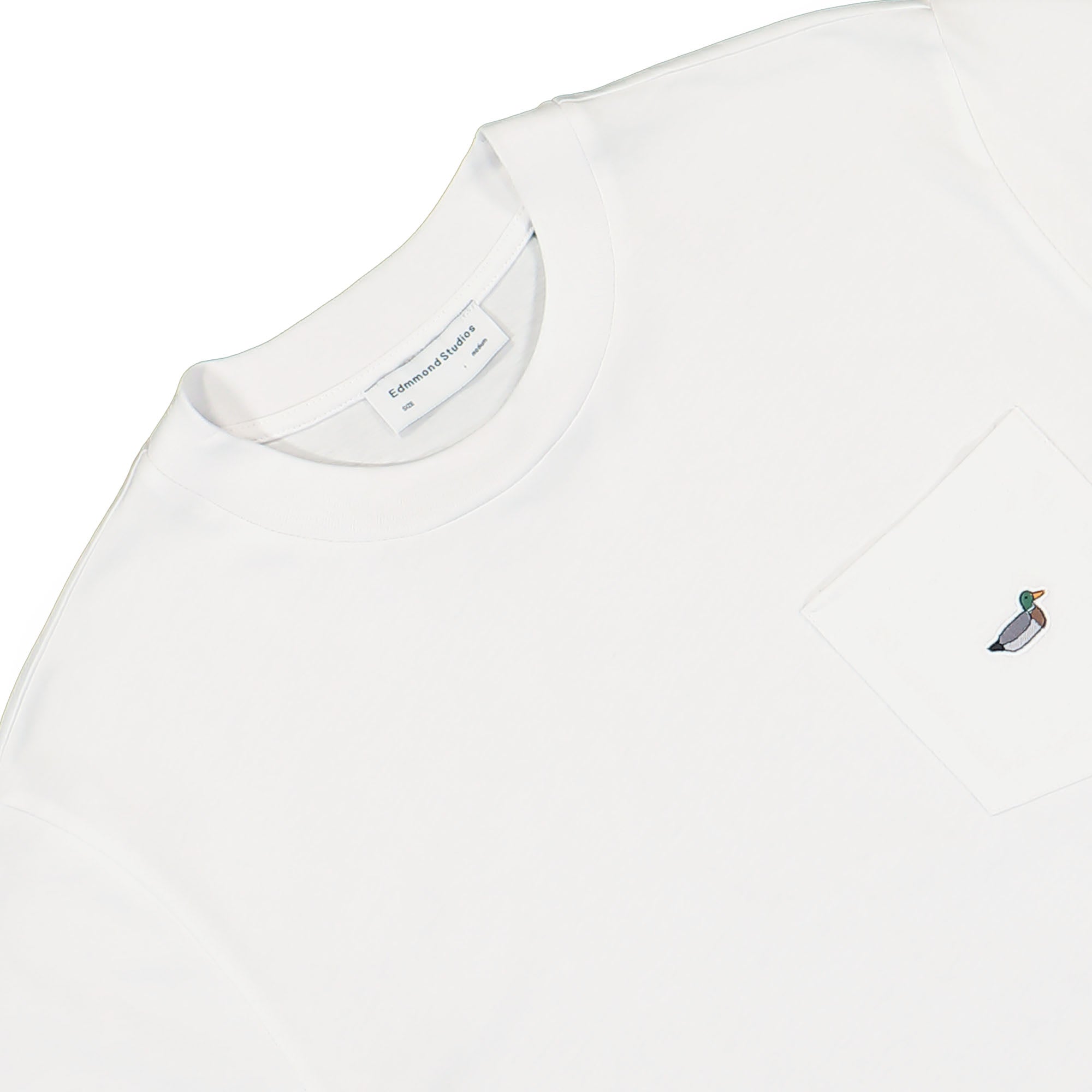 Edmmond Studios Duck Patch T-Shirt Plain White T-Shirts Close-up | Overkill