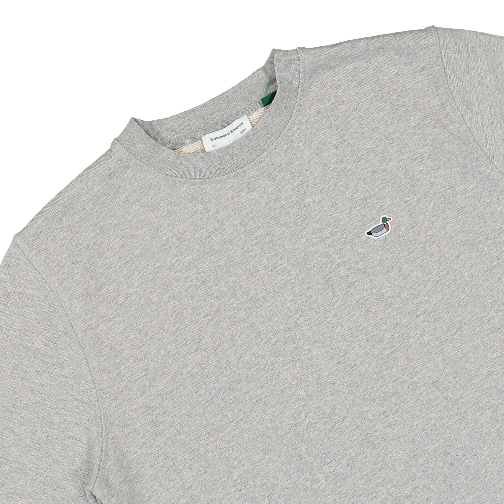 Edmmond Studios Duck Patch Sweater Plain Grey Melange Sweatshirts Close-up | Overkill