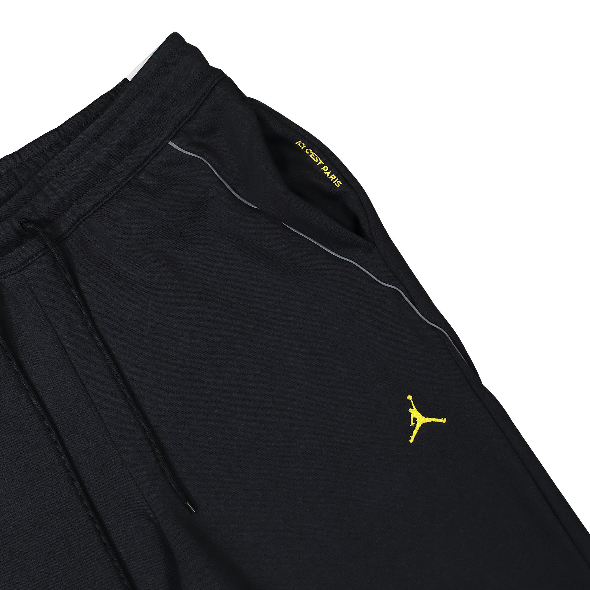 Jordan Paris Saint Germain x Air Jordan Fleece Pants Black / Tour Yellow Casual Pants Detailfoto | Overkill