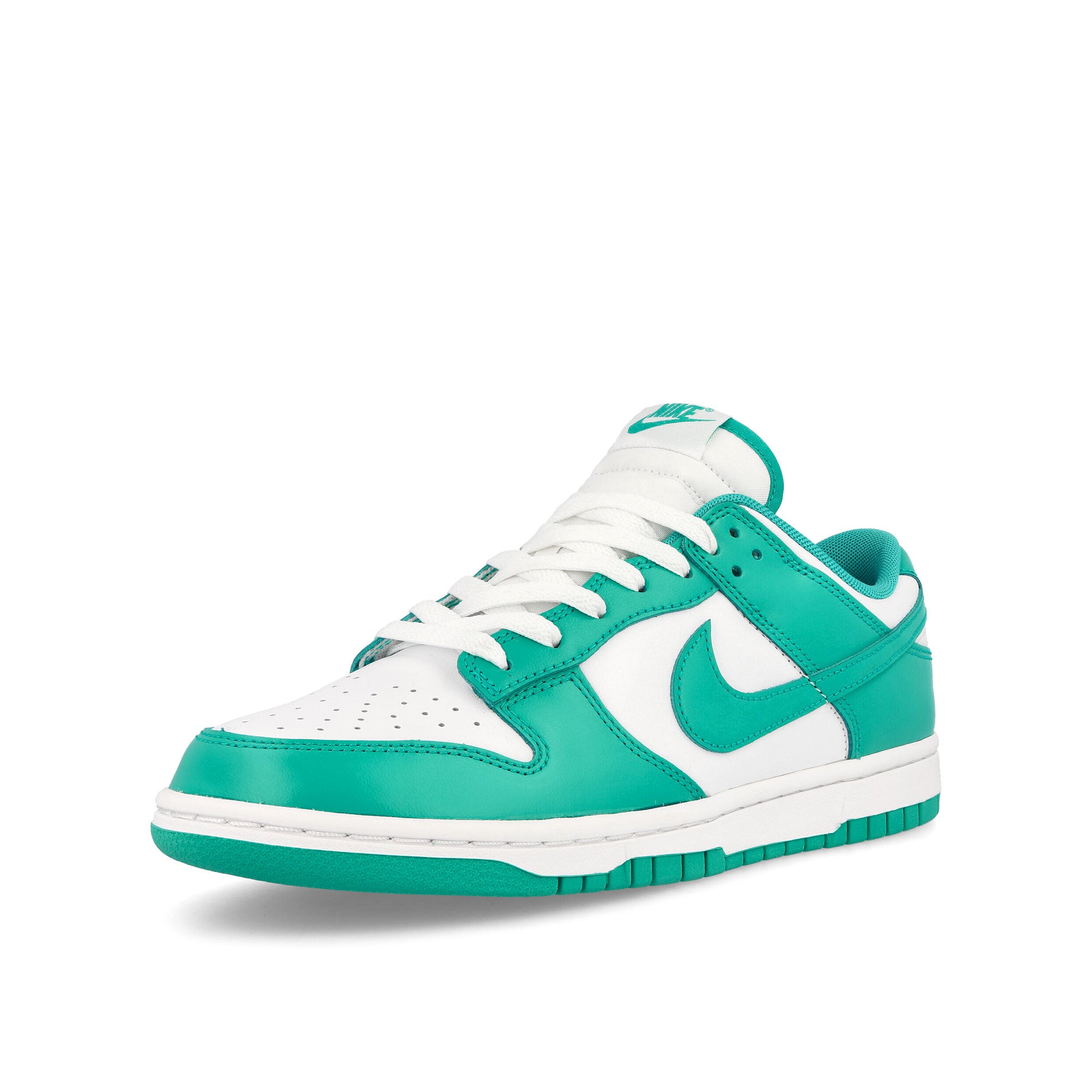 Nike Dunk Low Retro White / Clear Jade - White Low Top Sneakers Close Up | Overkill