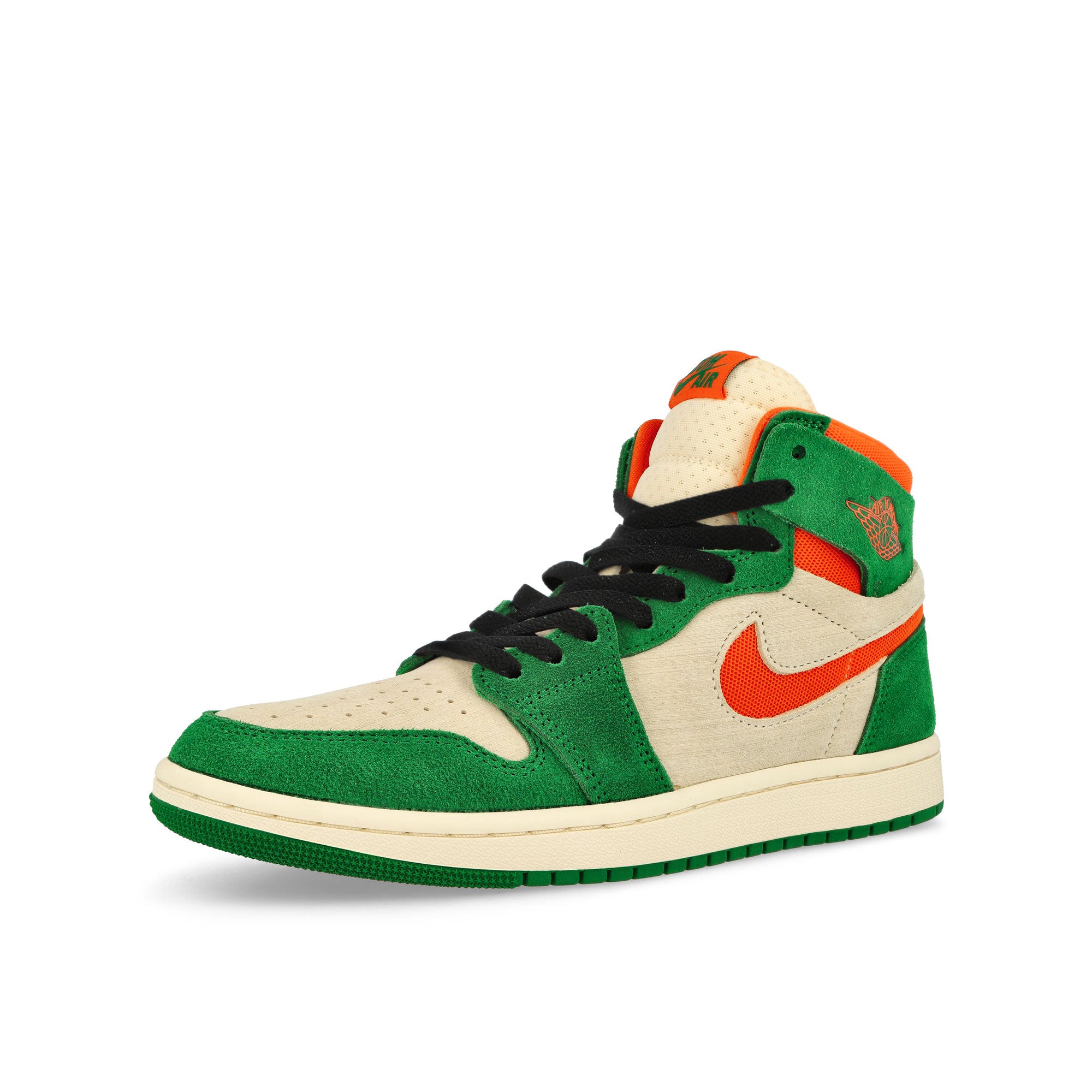 Jordan W Air Jordan 1 Zoom CMFT 2 Pine Green / Orange Blaze - Muslin Sneakers Close Up | Overkill