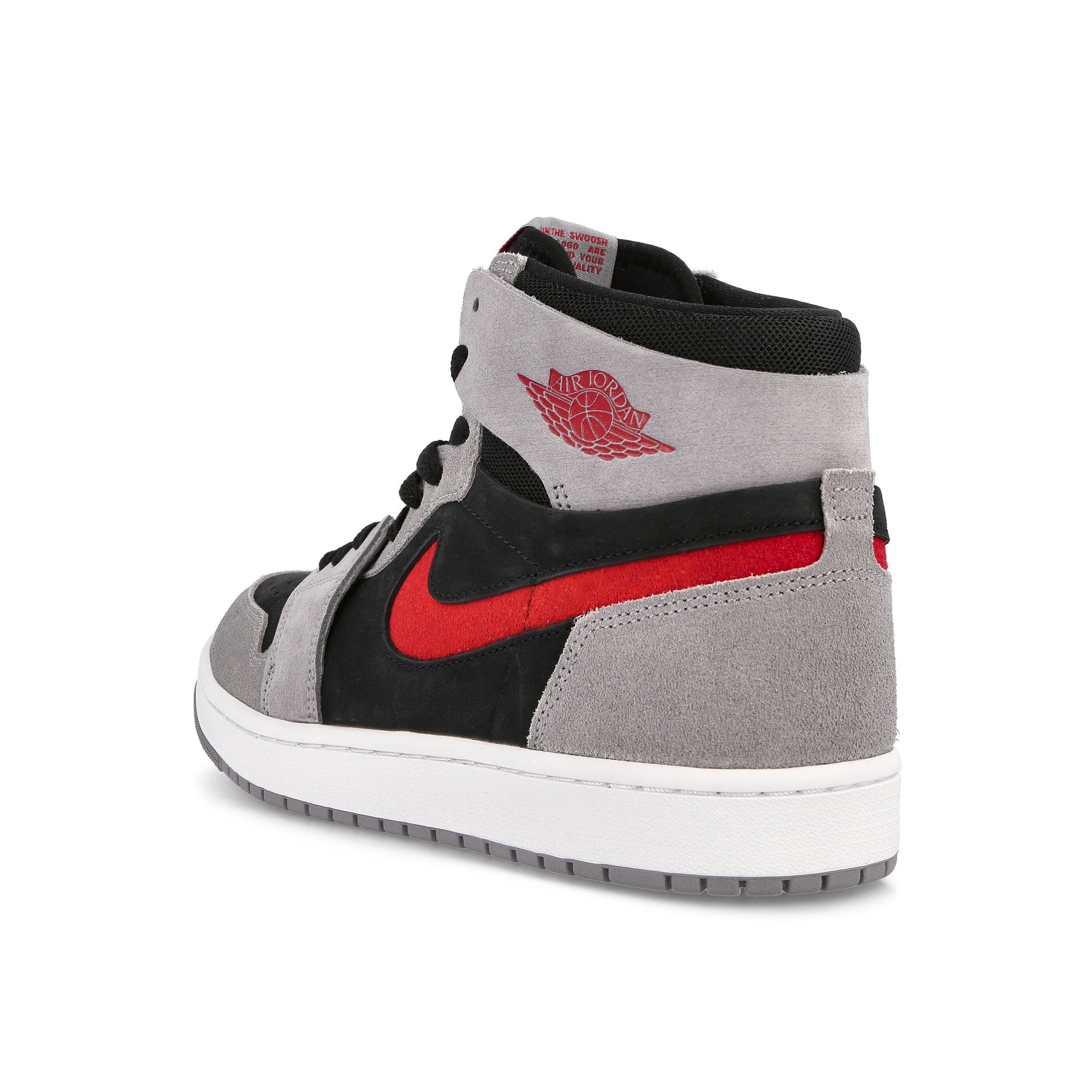 Jordan Air Jordan 1 Zoom Comfort Black-Fire Red - Cement Grey - White High Top Sneakers Material | Overkill