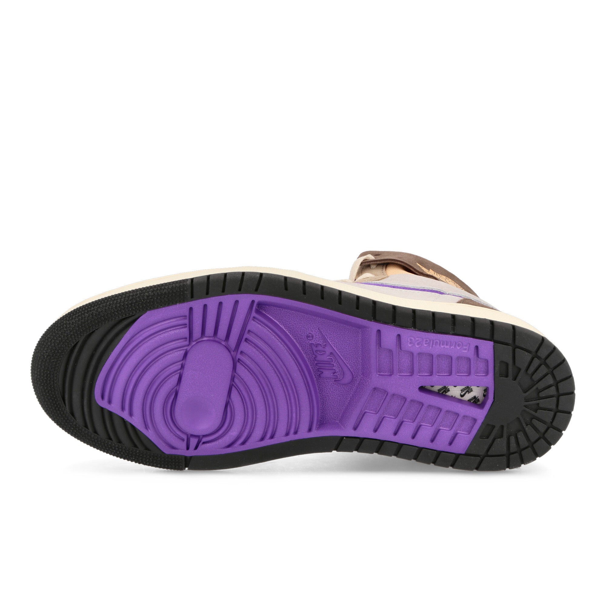 Jordan 1 Zoom Air Comfort 2 Palomino-Melon Tint - Wild Berry Mid Top Sneakers Detail View 1 | Overkill