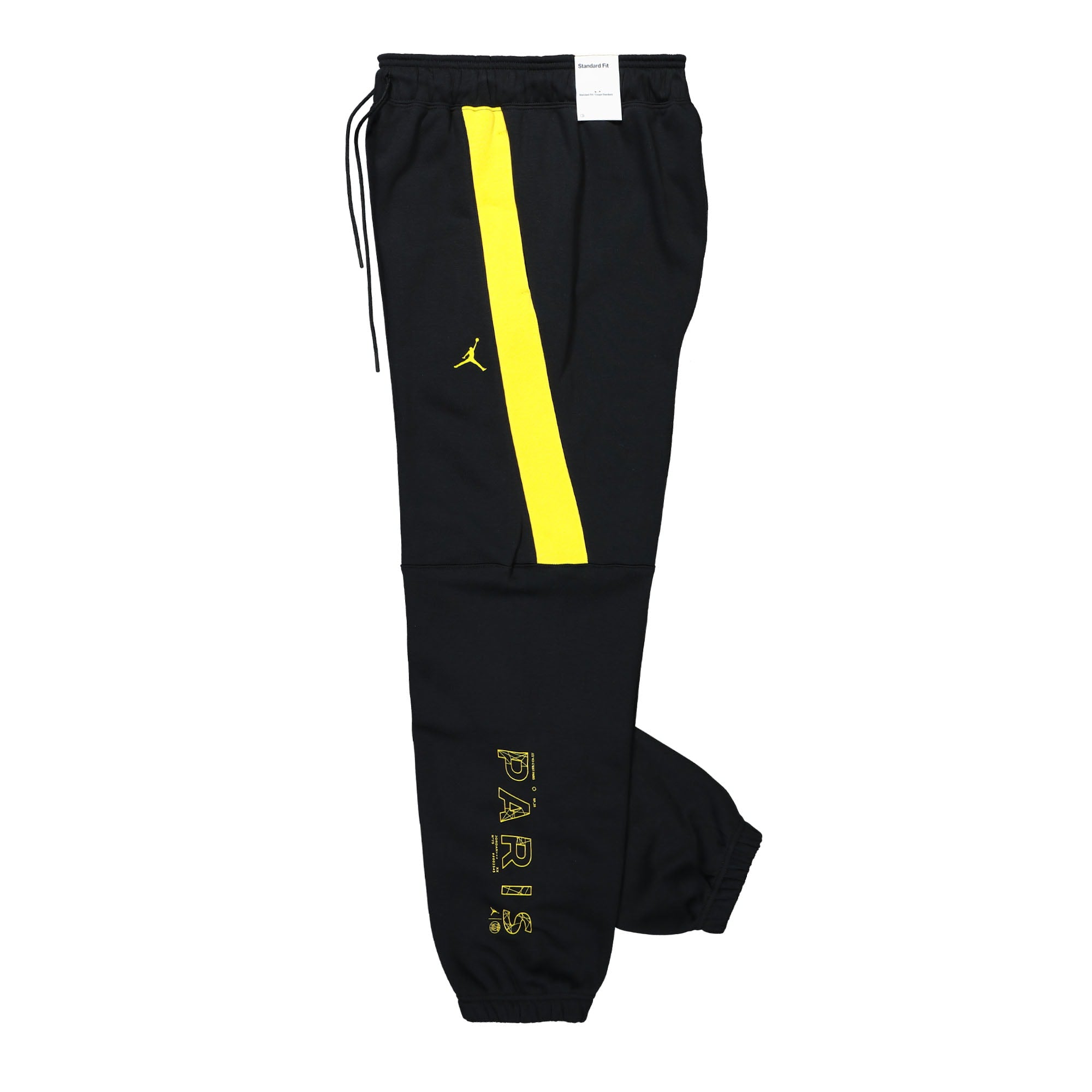 Jordan Paris Saint Germain x Air Jordan W Fleece Pants Black / Tour Yellow Casual Pants Close-up | Overkill