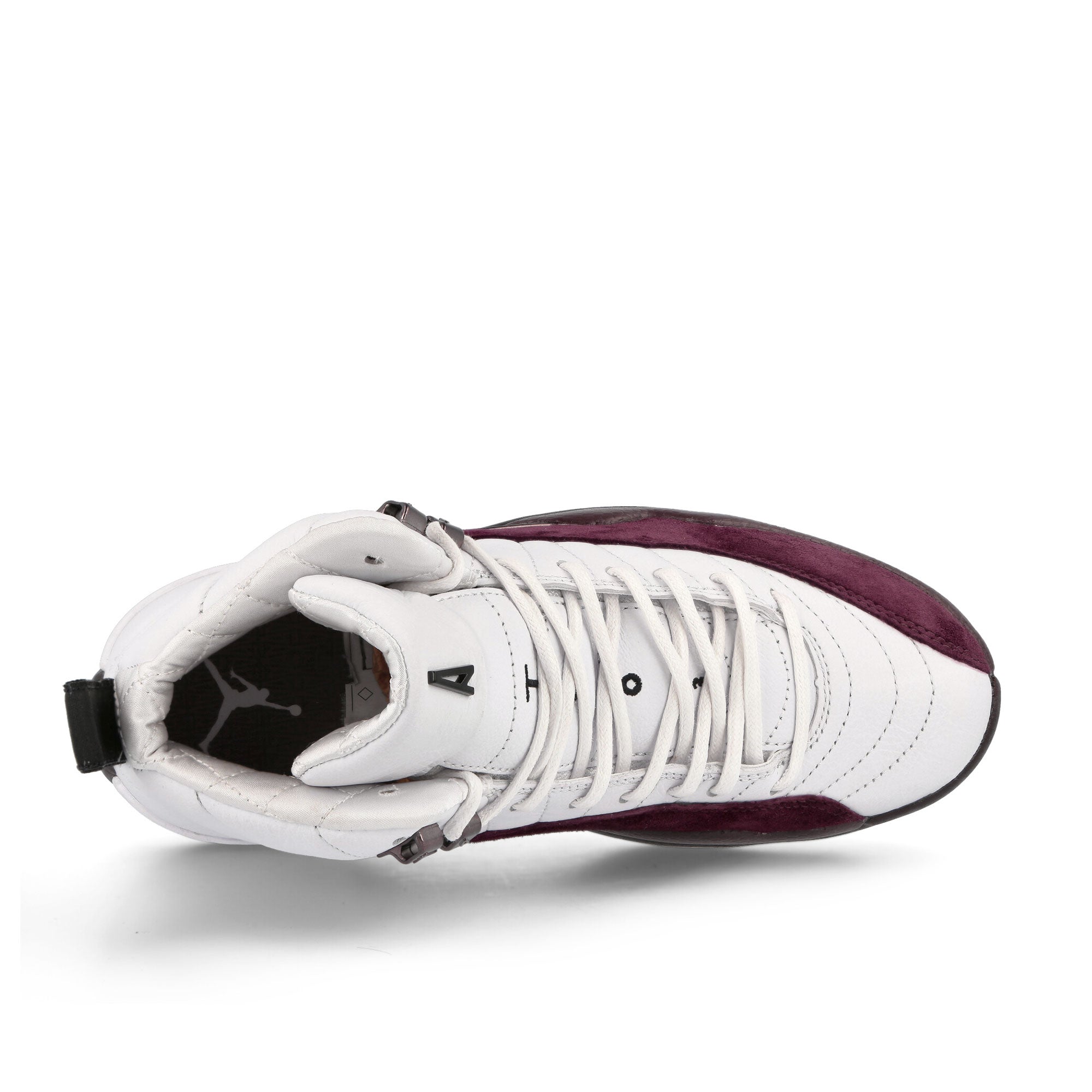Jordan A Ma Maniere x Wmns Air Jordan 12 Retro SP White-Black - Burgundy Crush High Top Sneakers Detailfoto | Overkill