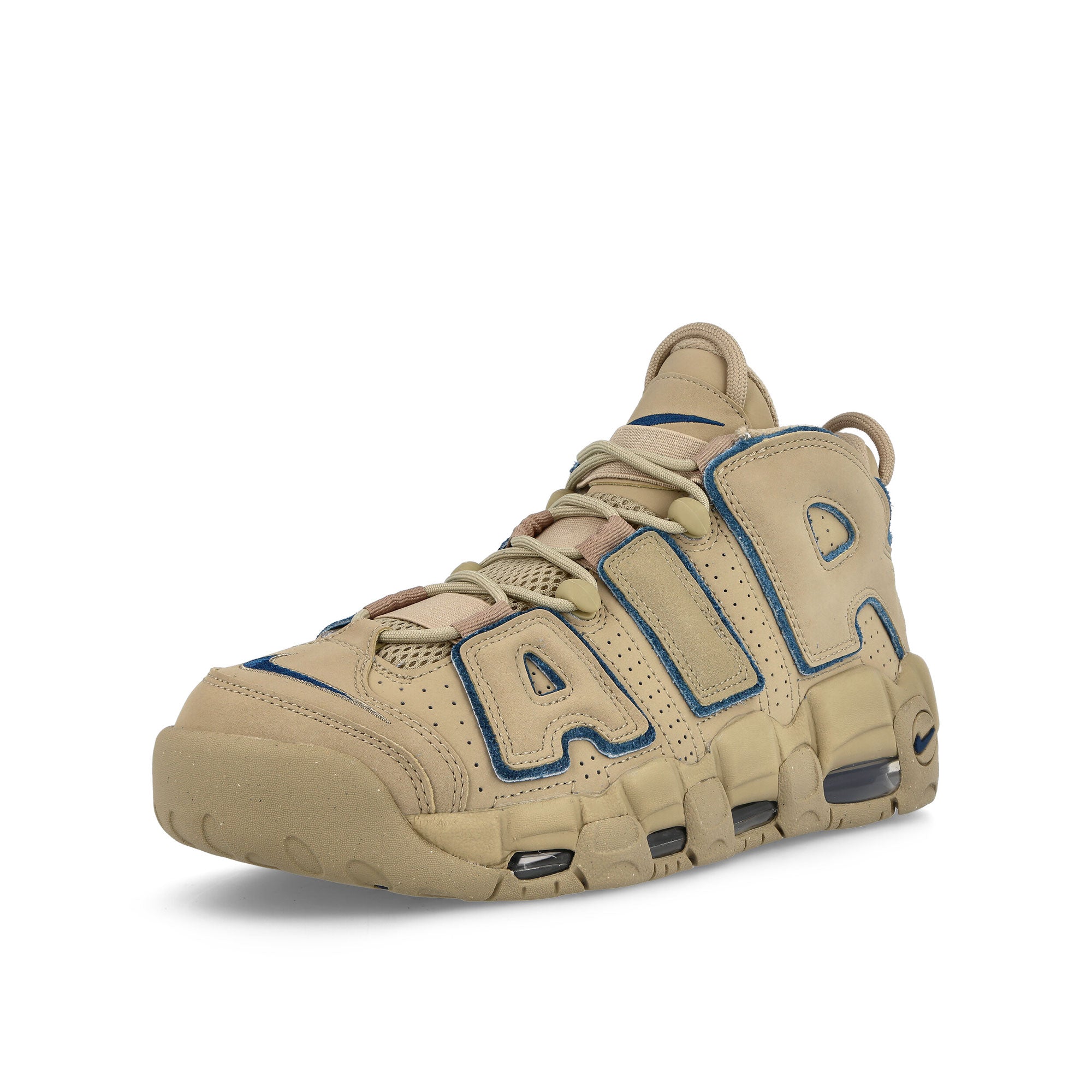 Nike Air More Uptempo 96 Limestone-Valerian Blue - Limestone Sneakers Close Up | Overkill