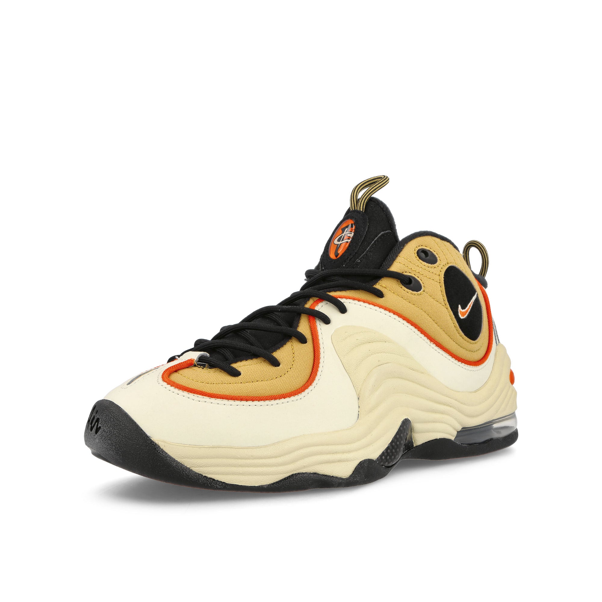 Nike Air Penny II Wheat Gold-Safety Orange - Black Sneakers Close Up | Overkill