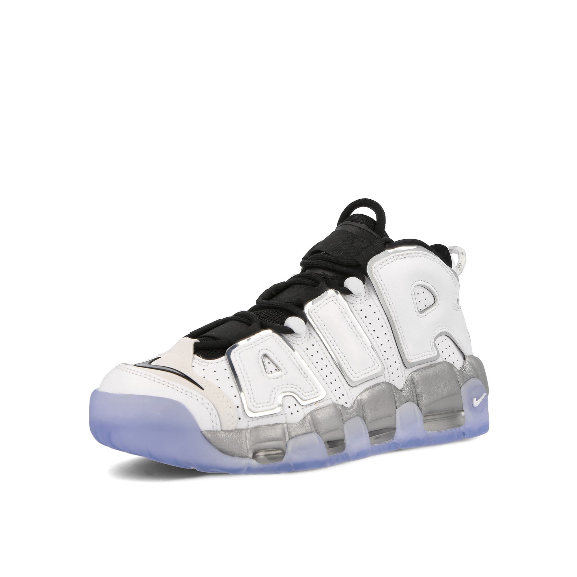 Nike W Air More Uptempo SE White-Metallic Silver-Black-Clear Sneakers Close Up | Overkill