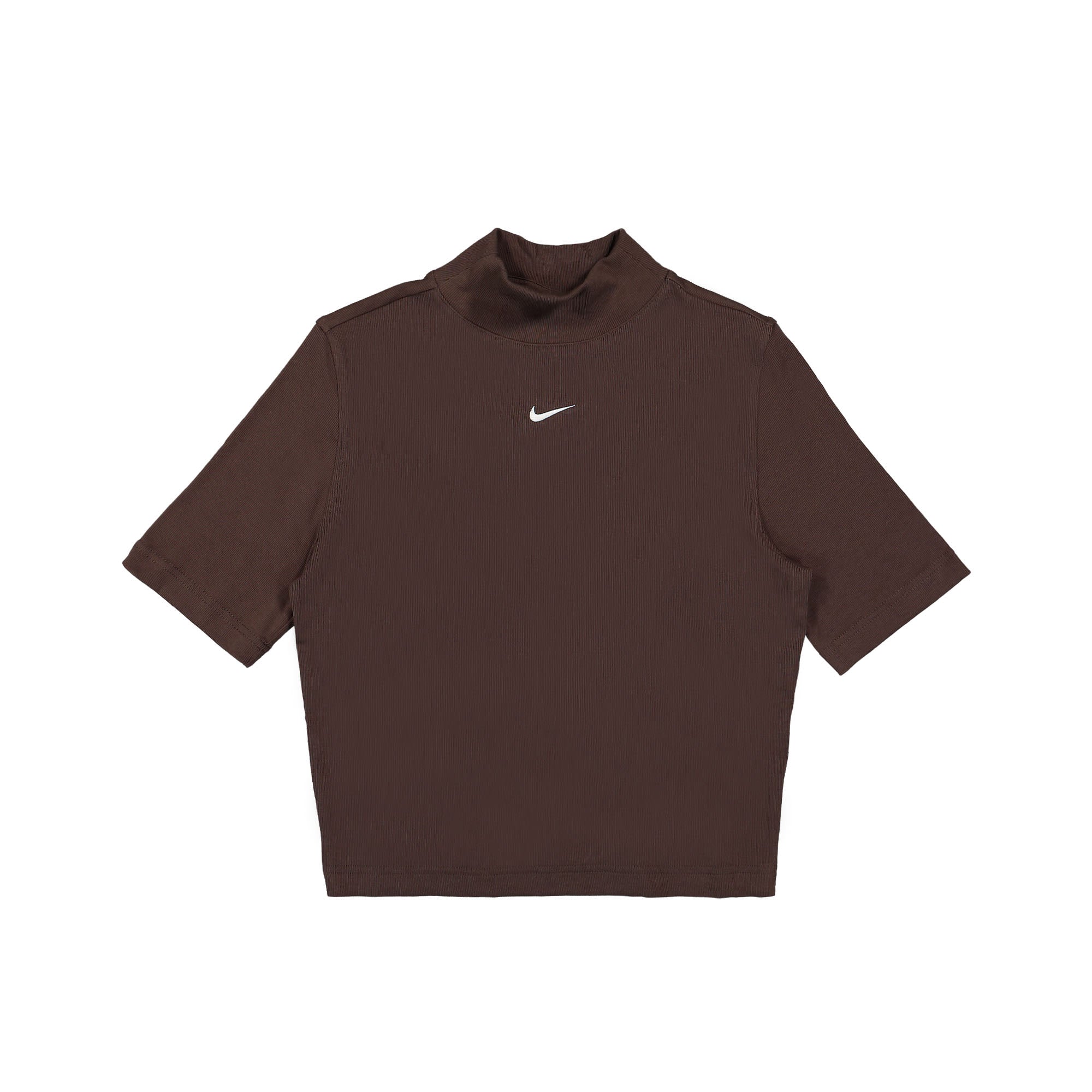 Nike W NSW Essentials Rib Mock SS Top Baroque Brown / Sail T-Shirts DV7958 237 | Overkill