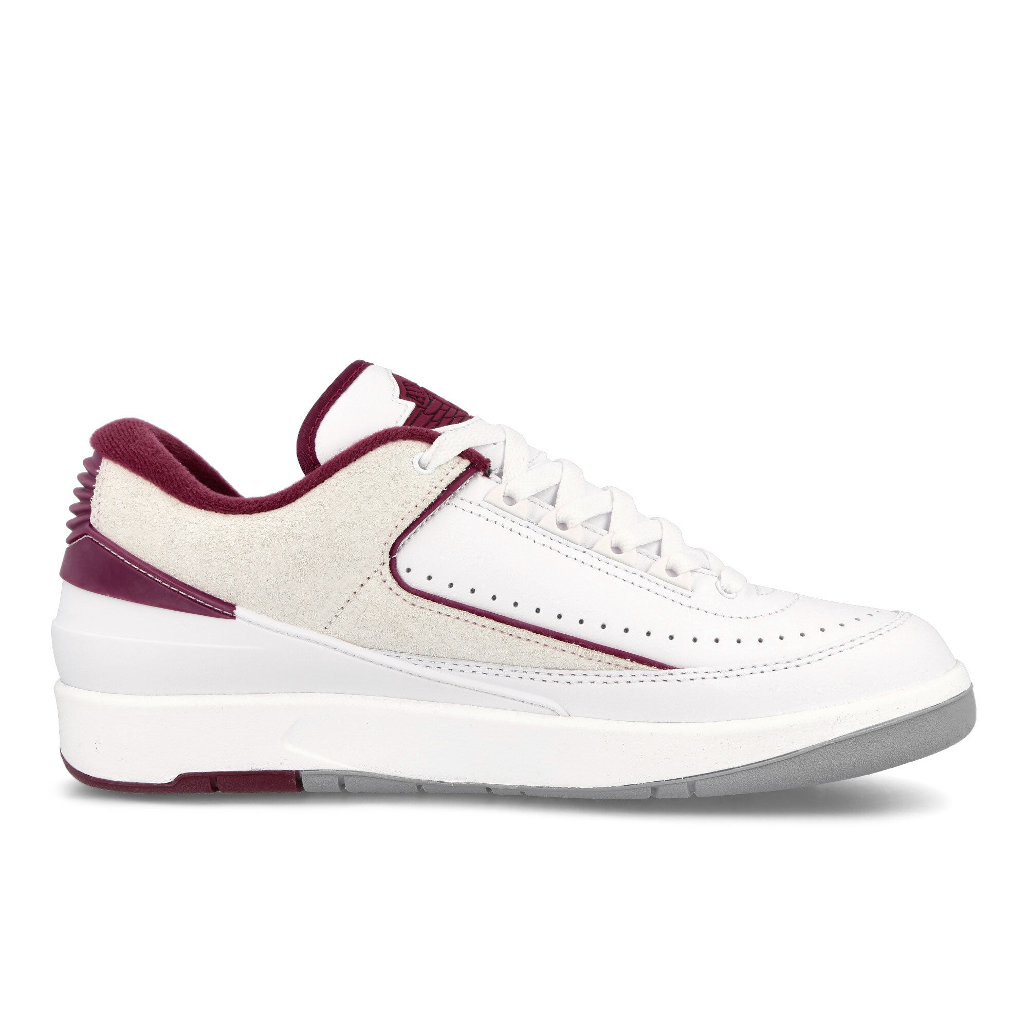 Jordan Air Jordan 2 Retro Low White / Cherrywood Red - Light Steel Grey Low Top Sneakers Silhouette | Overkill