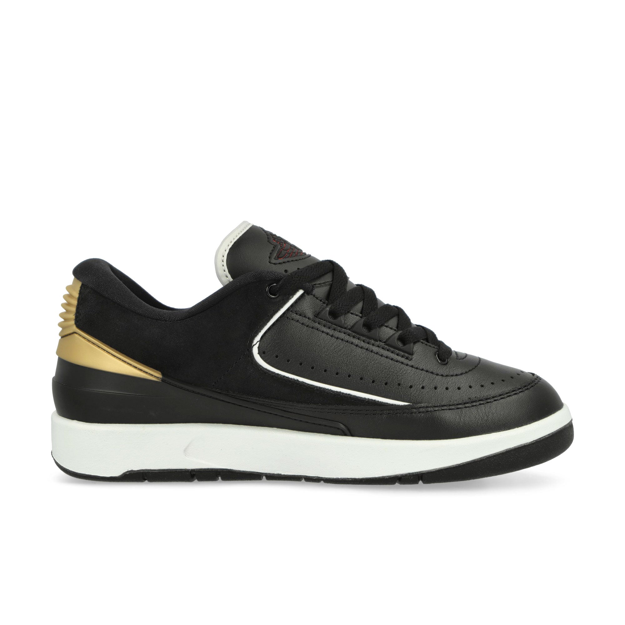 Jordan Wmns Air Jordan 2 Retro Low Black / Varsity Red - Metallic Gold Low Top Sneakers Silhouette | Overkill