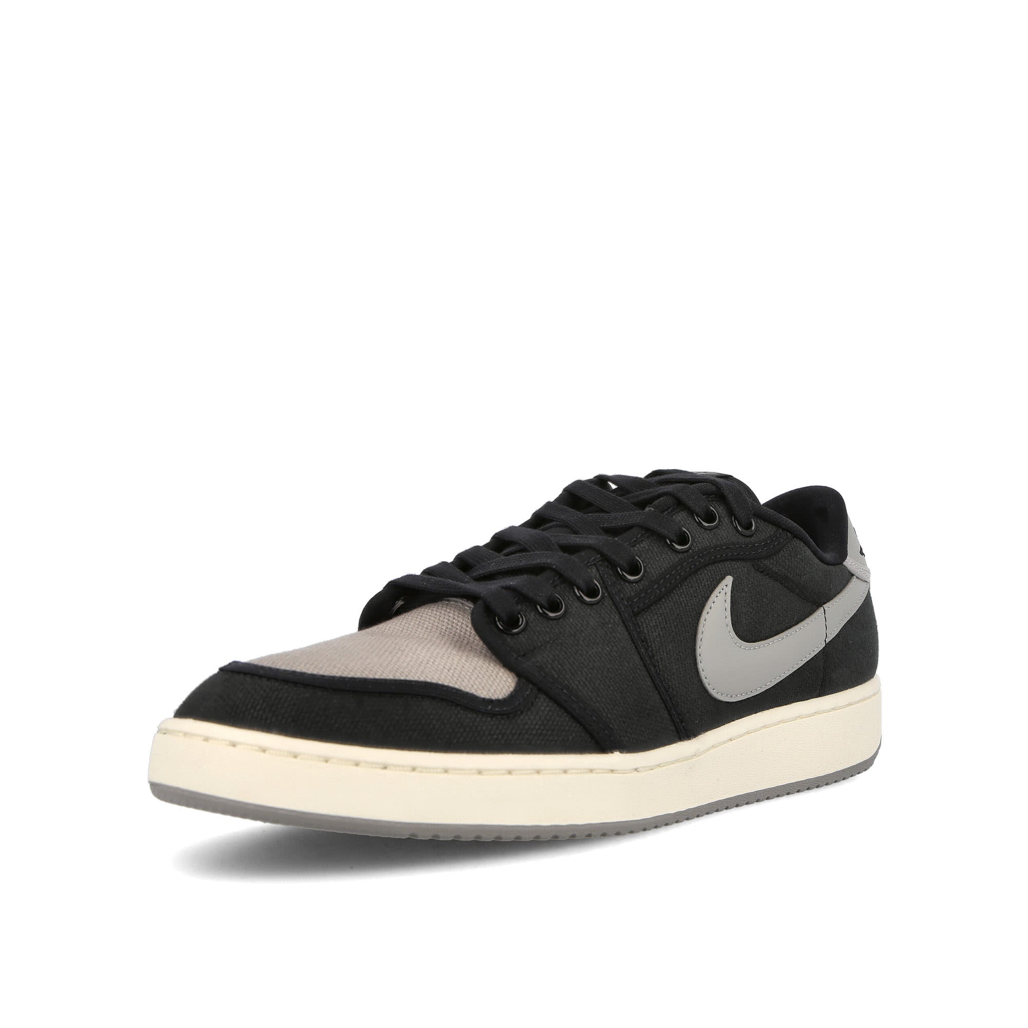 Jordan Air Jordan 1 KO Low Black / Medium Grey - Sail Low Top Sneakers Close Up | Overkill