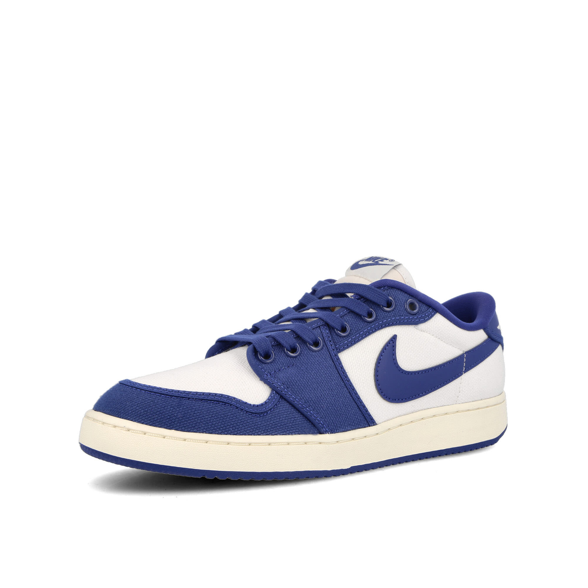 Jordan Air Jordan 1 KO Low White / Dark Royal Blue-Sail Low Top Sneakers Close Up | Overkill