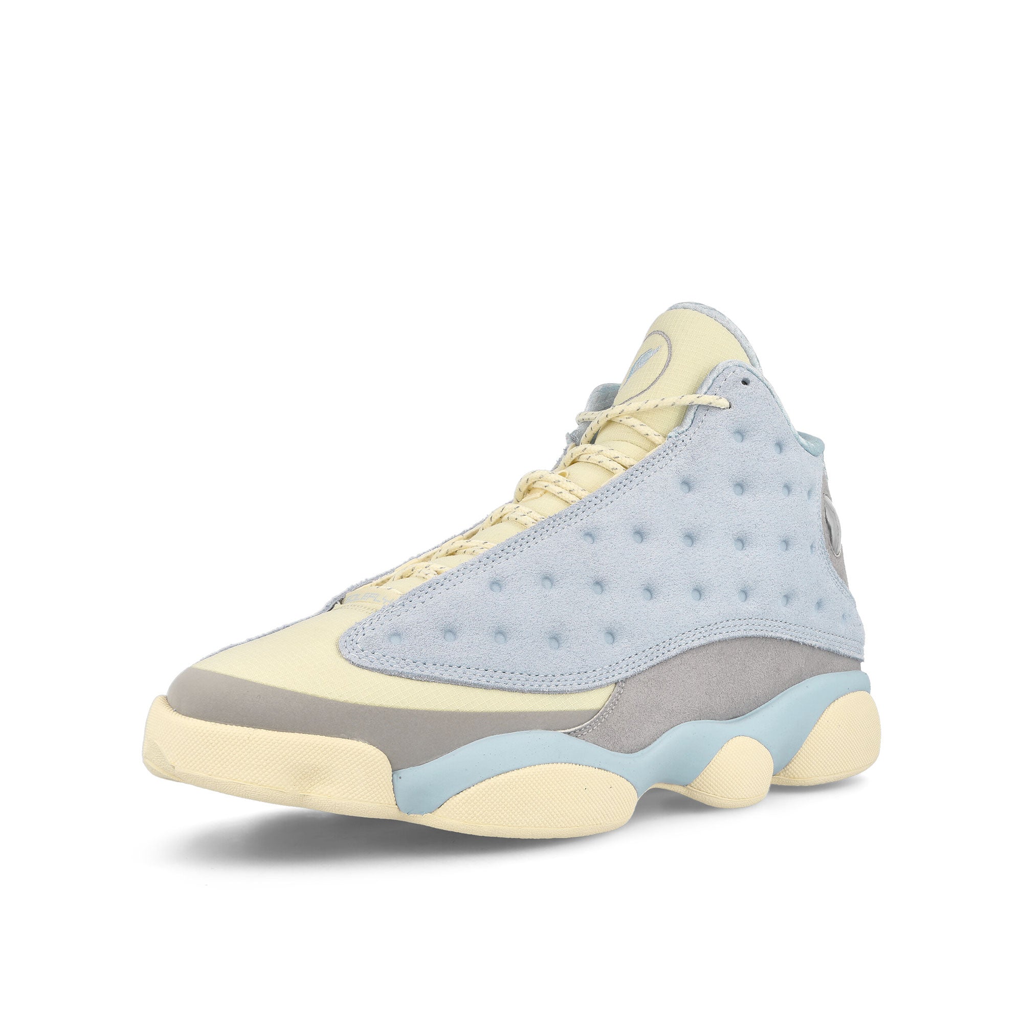 Jordan SoleFly x Air Jordan 13 Retro SP Muslin-Celestine Blue - Light Smoke Grey Sneakers Close Up | Overkill