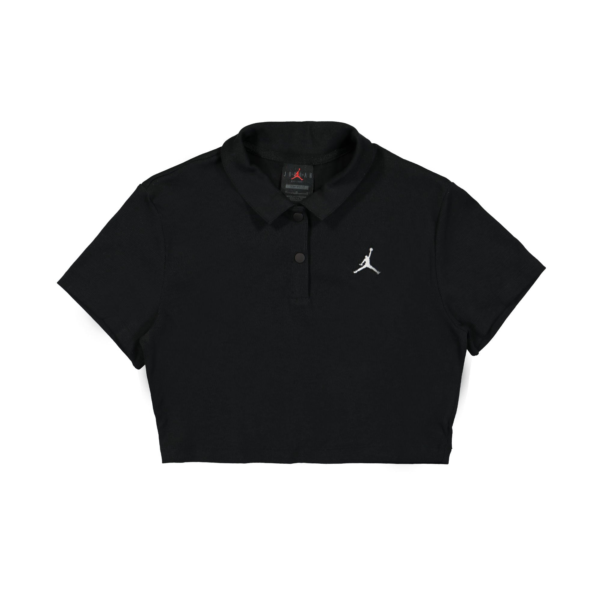 Jordan W Cropped Ribbed Polo Black Polo Shirts DZ3332 010 | Overkill