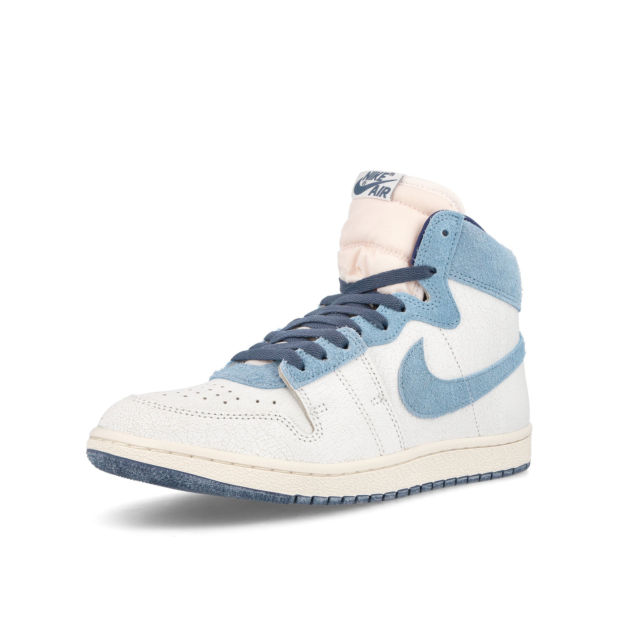 Jordan Air Ship PE SP Summit White-Diffused Blue - Chambray - Sail High Top Sneakers Close Up | Overkill