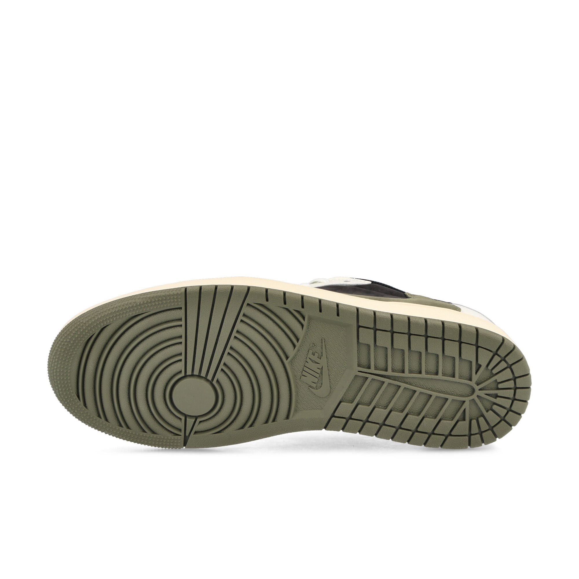 Jordan Travis Scott x Wmns Air Jordan 1 Low OG SP Sail / University Red - Black - Medium Olive Sneakers Detail View 1 | Overkill