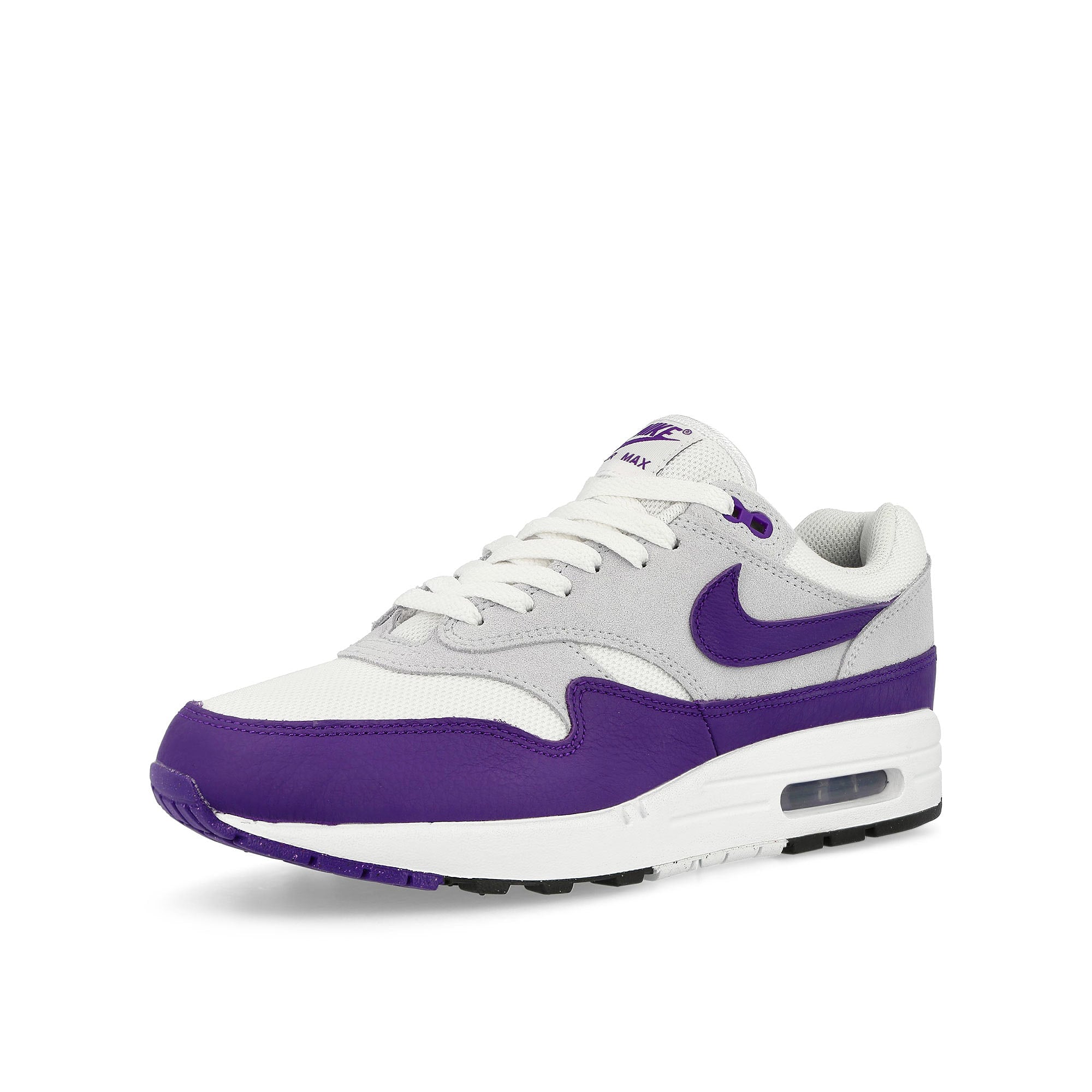 Nike Air Max 1 SC White / Field Purple - Football Grey - Black Low Top Sneakers Close Up | Overkill