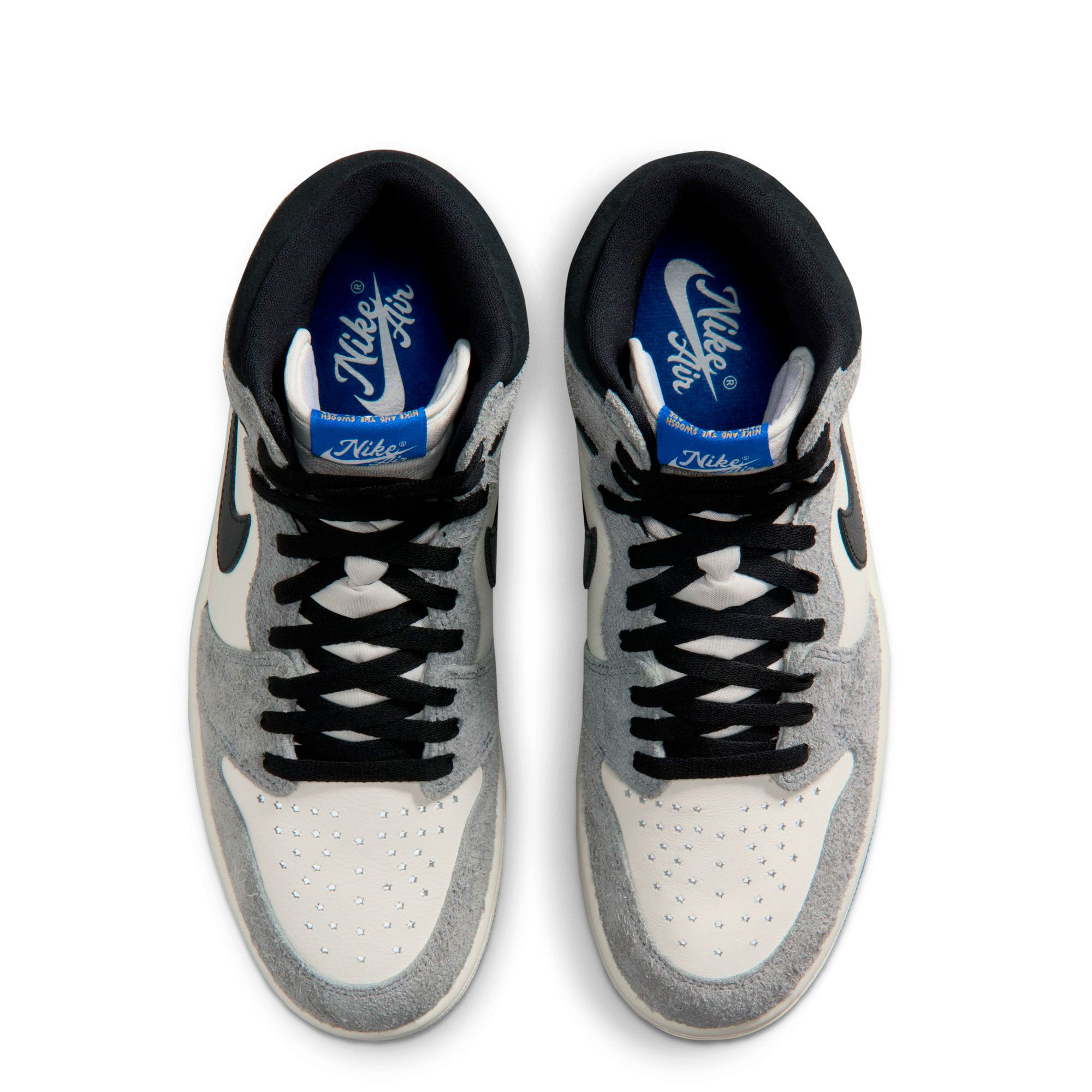Air Jordan 1 Retro High OG Cool Grey / Black - Sail - Game Royal High Top Sneakers DZ5485 003 Detail View 1 | Overkill