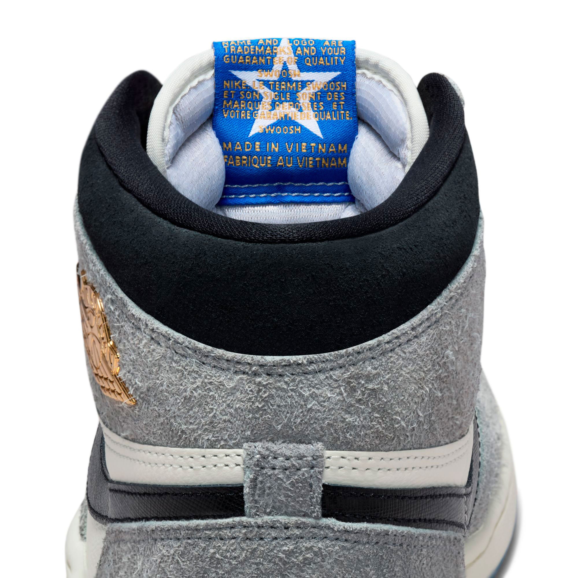 Air Jordan 1 Retro High OG Cool Grey / Black - Sail - Game Royal High Top Sneakers DZ5485 003 Detail View 4 | Overkill