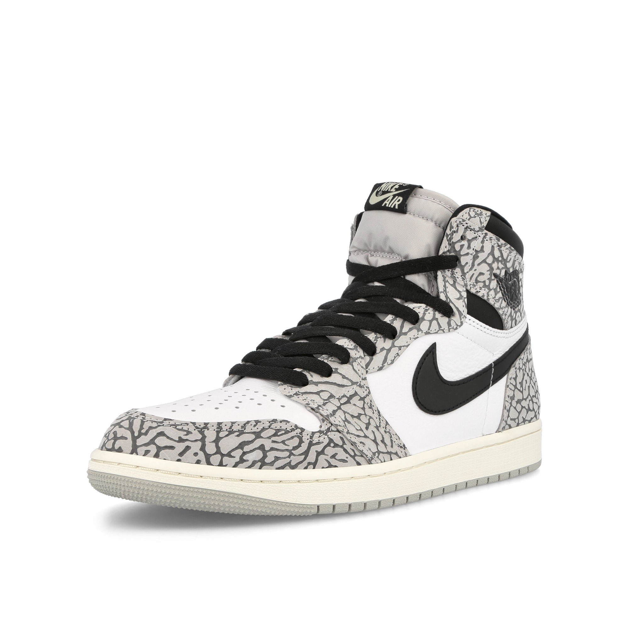 Jordan Air Jordan 1 Retro High OG Tech Grey / Muslin - Black - White High Top Sneakers Close Up | Overkill