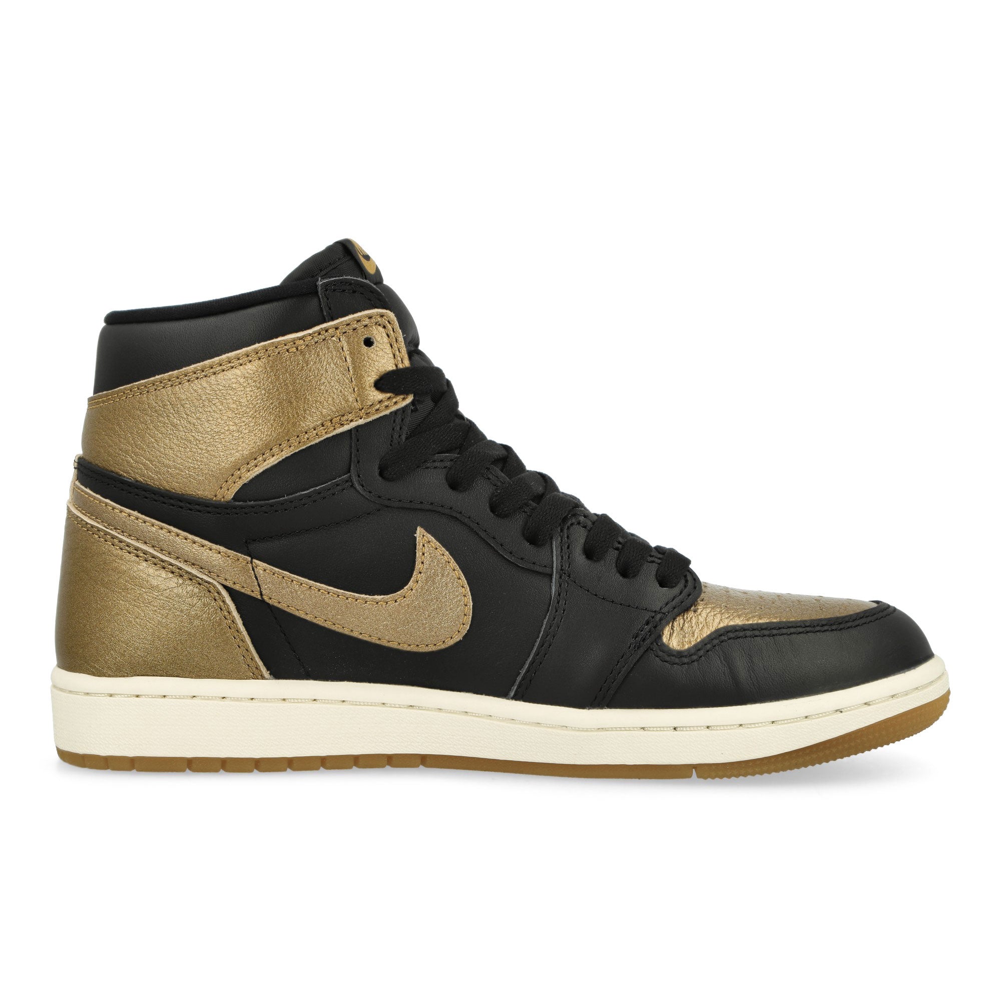 Jordan Air Jordan 1 Retro High OG Black / Metallic Gold - Sail High Top Sneakers Silhouette | Overkill