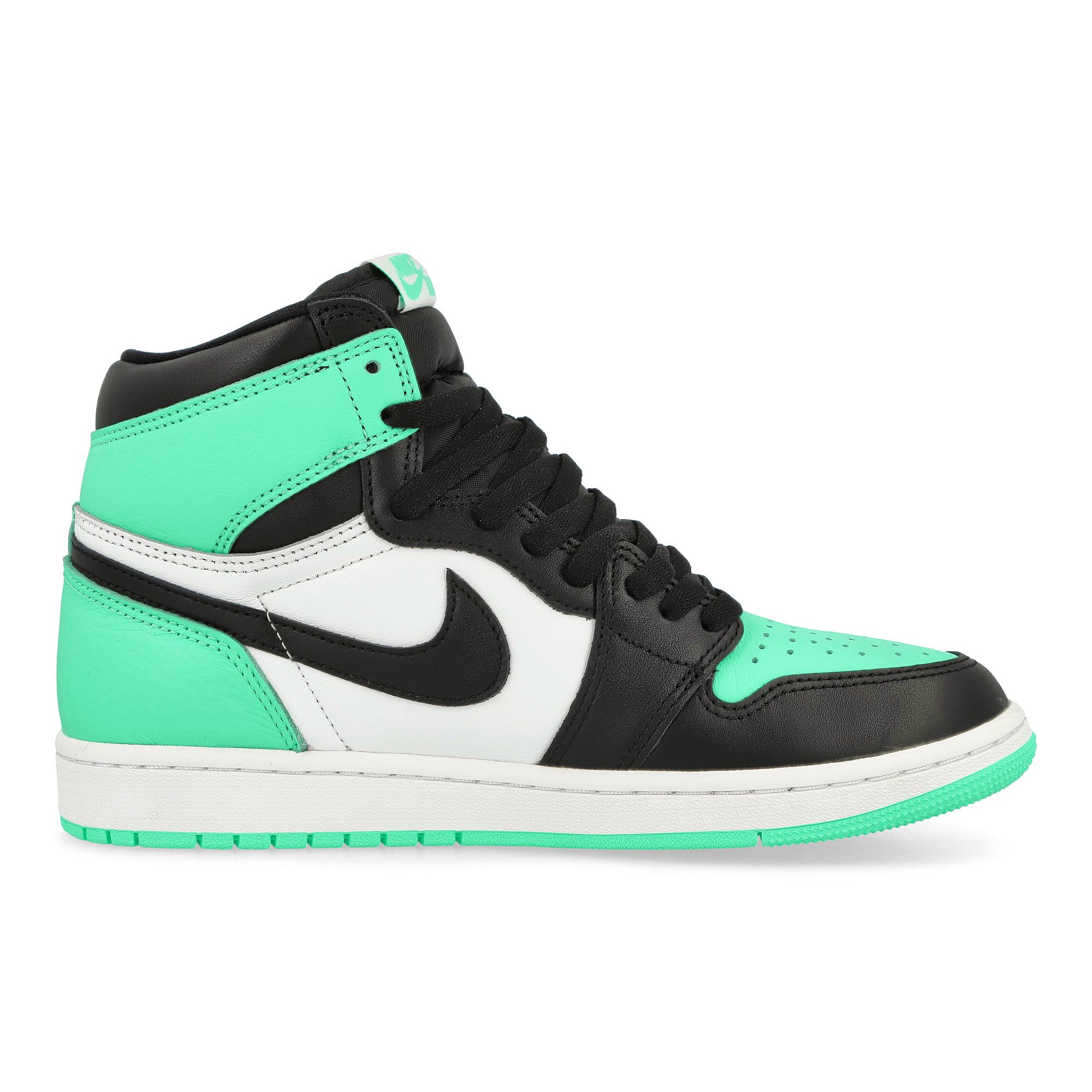 Jordan Air Jordan 1 Retro High OG White / Black - Green Glow High Top Sneakers Silhouette | Overkill