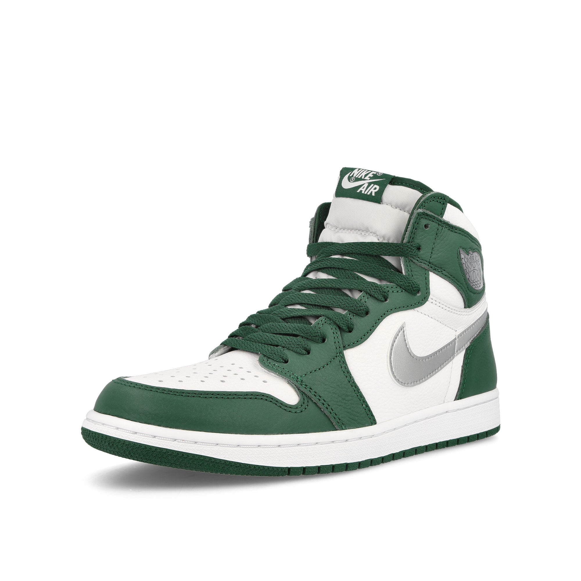 Jordan Air Jordan 1 Retro High OG Gorge Green-Metallic Silver - White High Top Sneakers Close Up | Overkill
