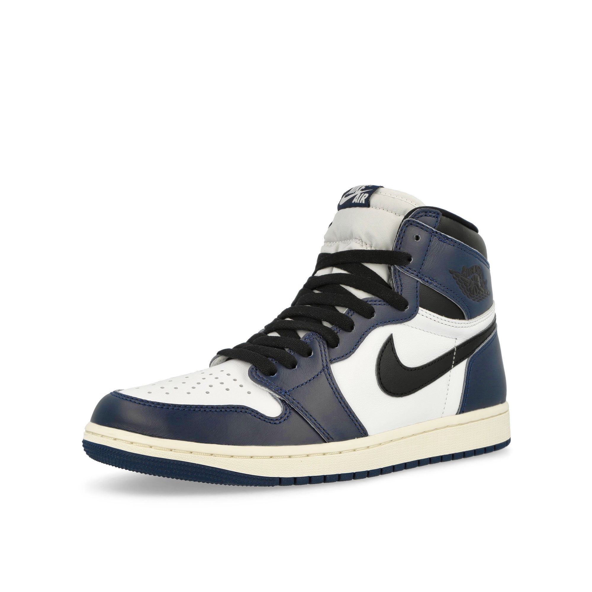 Jordan 1 Retro High OG Midnight Navy / Black - White - Sail High Top Sneakers Close Up | Overkill