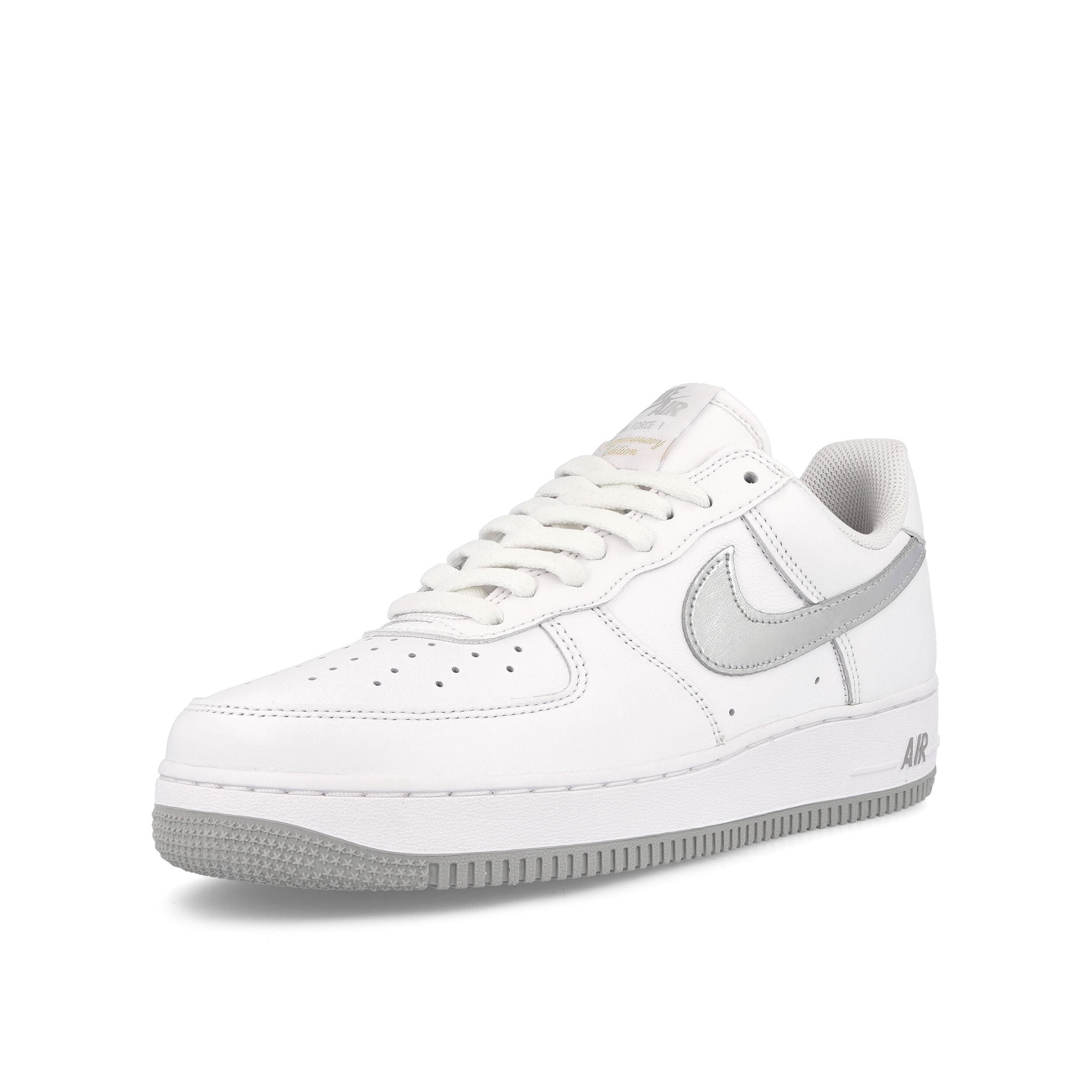 Nike Air Force 1 Low Retro White-Metallic Silver - Metallic Gold Low Top Sneakers Close Up | Overkill
