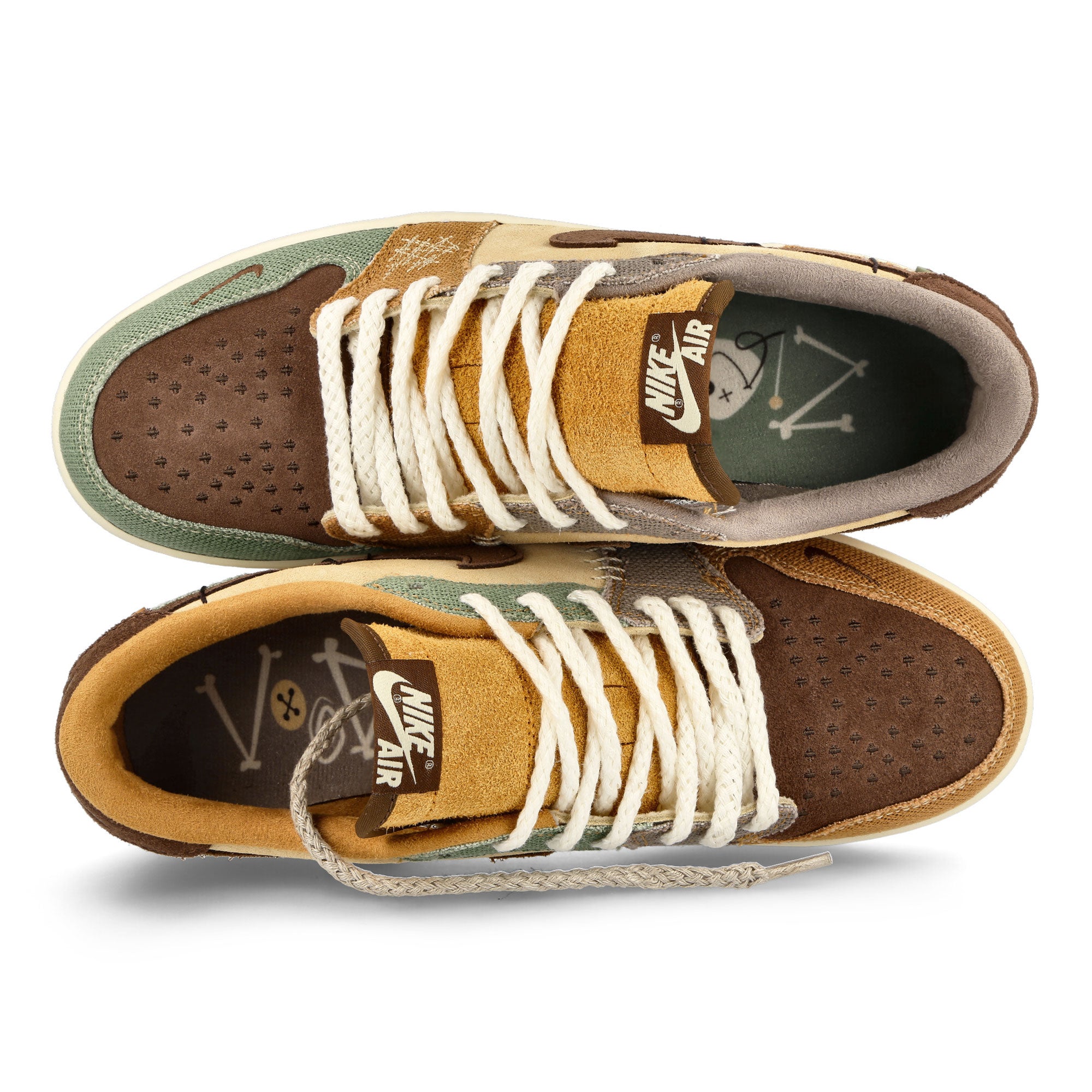 Jordan Zion Williamson x Air Jordan 1 Retro Low OG Z Flax / Muslin - Fauna Brown - Oil Green Sneakers Material | Overkill