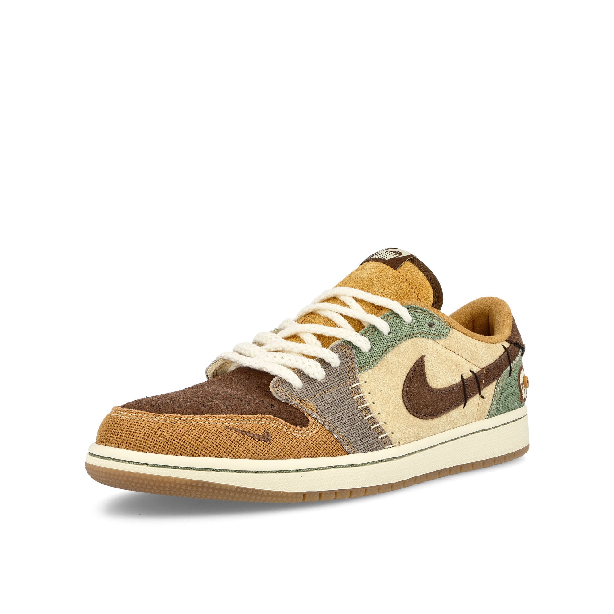 Jordan Zion Williamson x Air Jordan 1 Retro Low OG Z Flax / Muslin - Fauna Brown - Oil Green Sneakers Detailfoto | Overkill