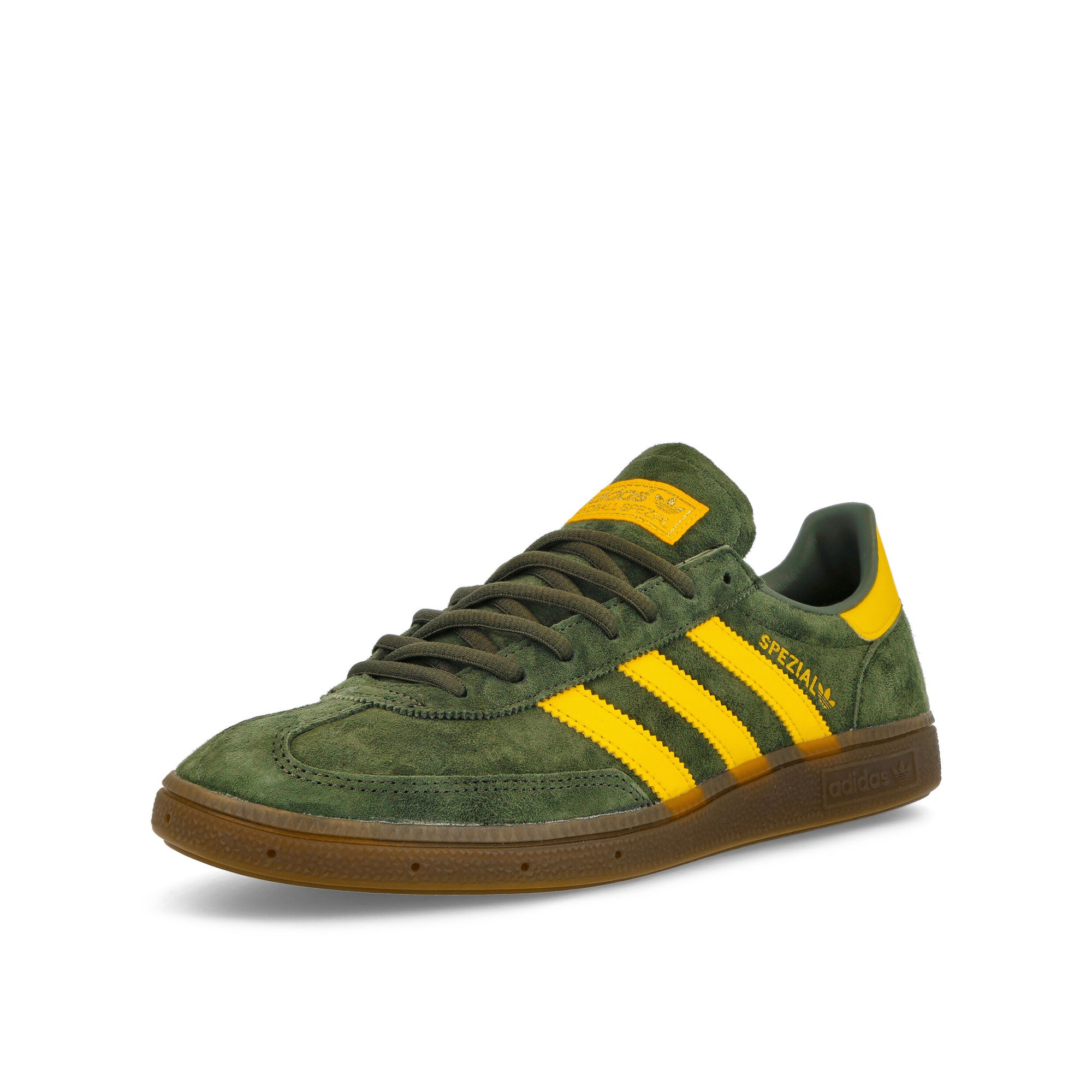 adidas Handball Spezial Night Cargo / Tribe Yellow / Gum Sneakers Close Up | Overkill