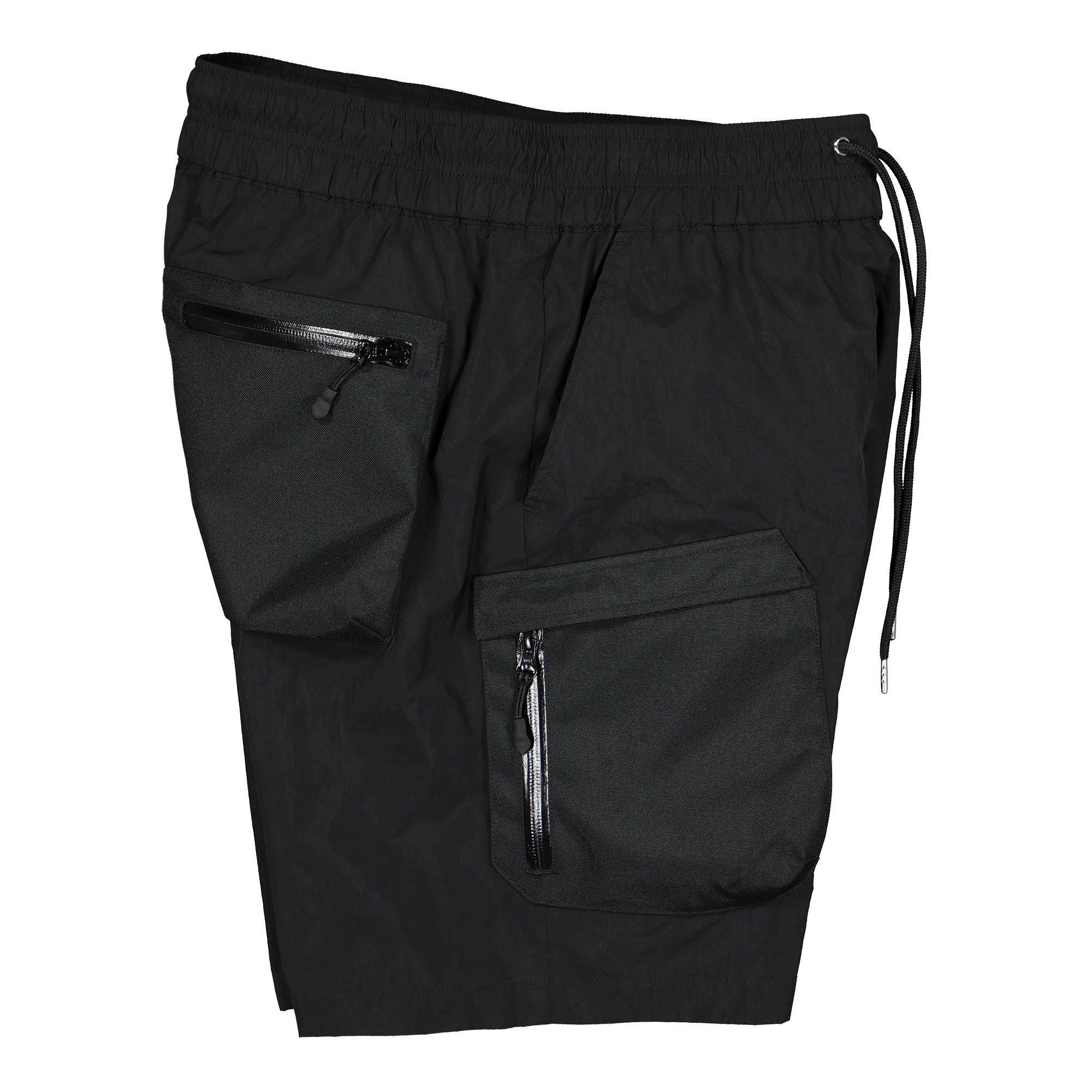 John Elliott high shrunk nylon cargo shorts Black Shorts Close-up | Overkill
