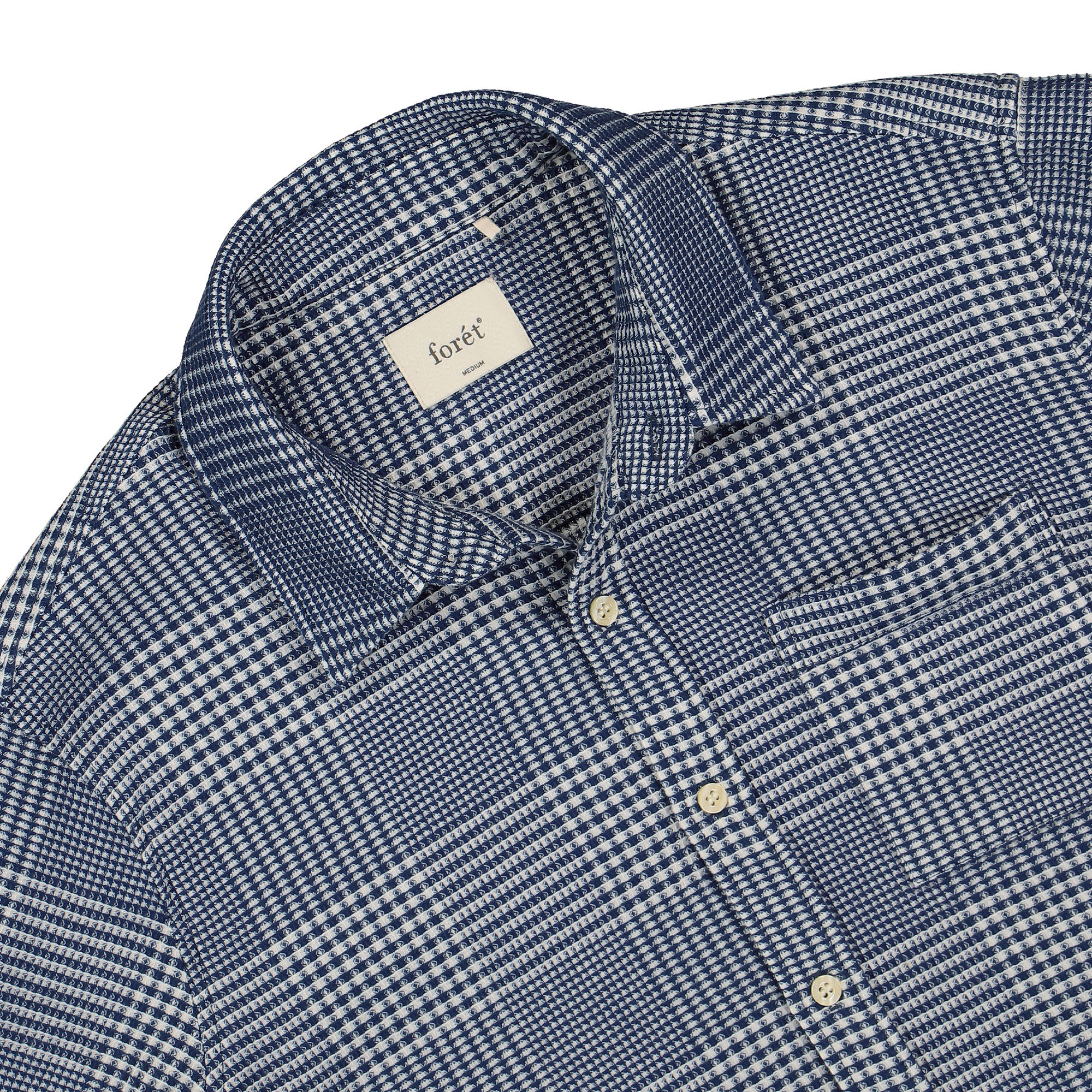 Forét Gentle Shirt Navy Check Shirts Close-up | Overkill