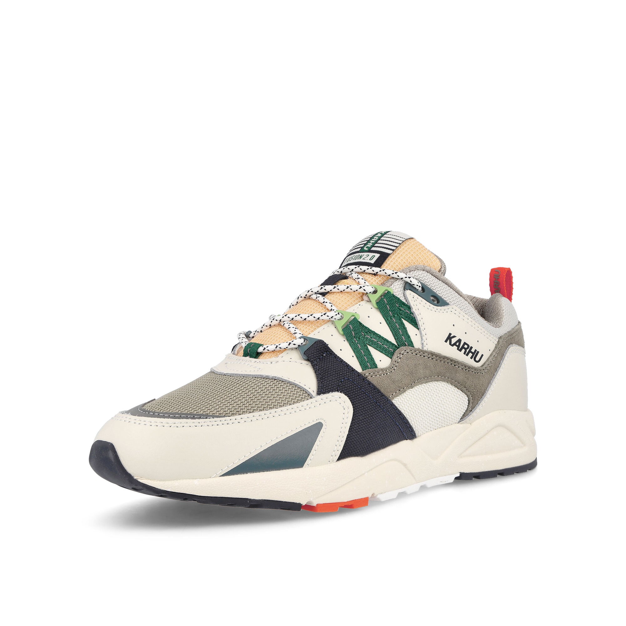 Karhu Fusion 2.0 Lily White-Foliage Green Low Top Sneakers Close Up | Overkill