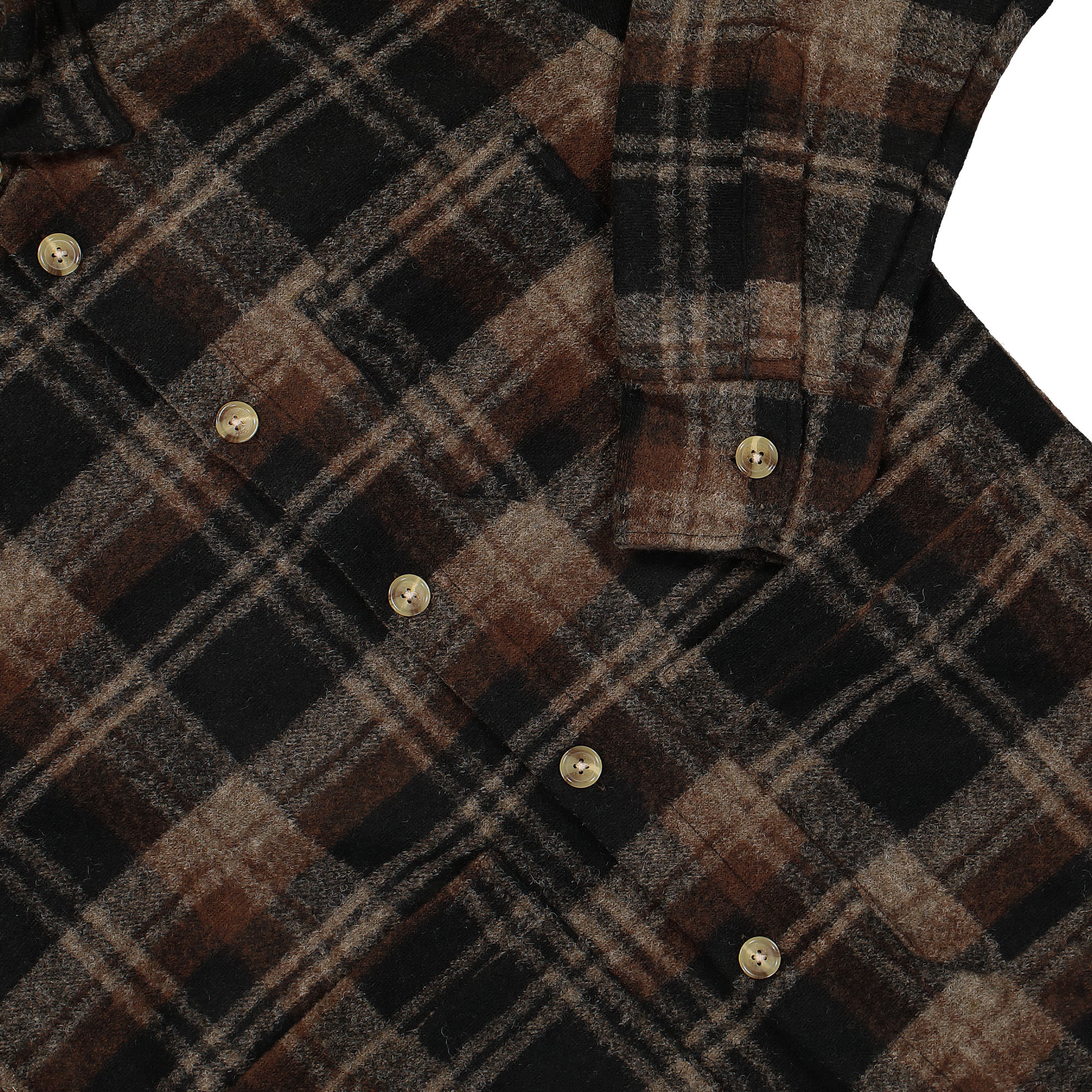 Forét Ivy Wool Overshirt Brown Check Shirts Detailfoto | Overkill