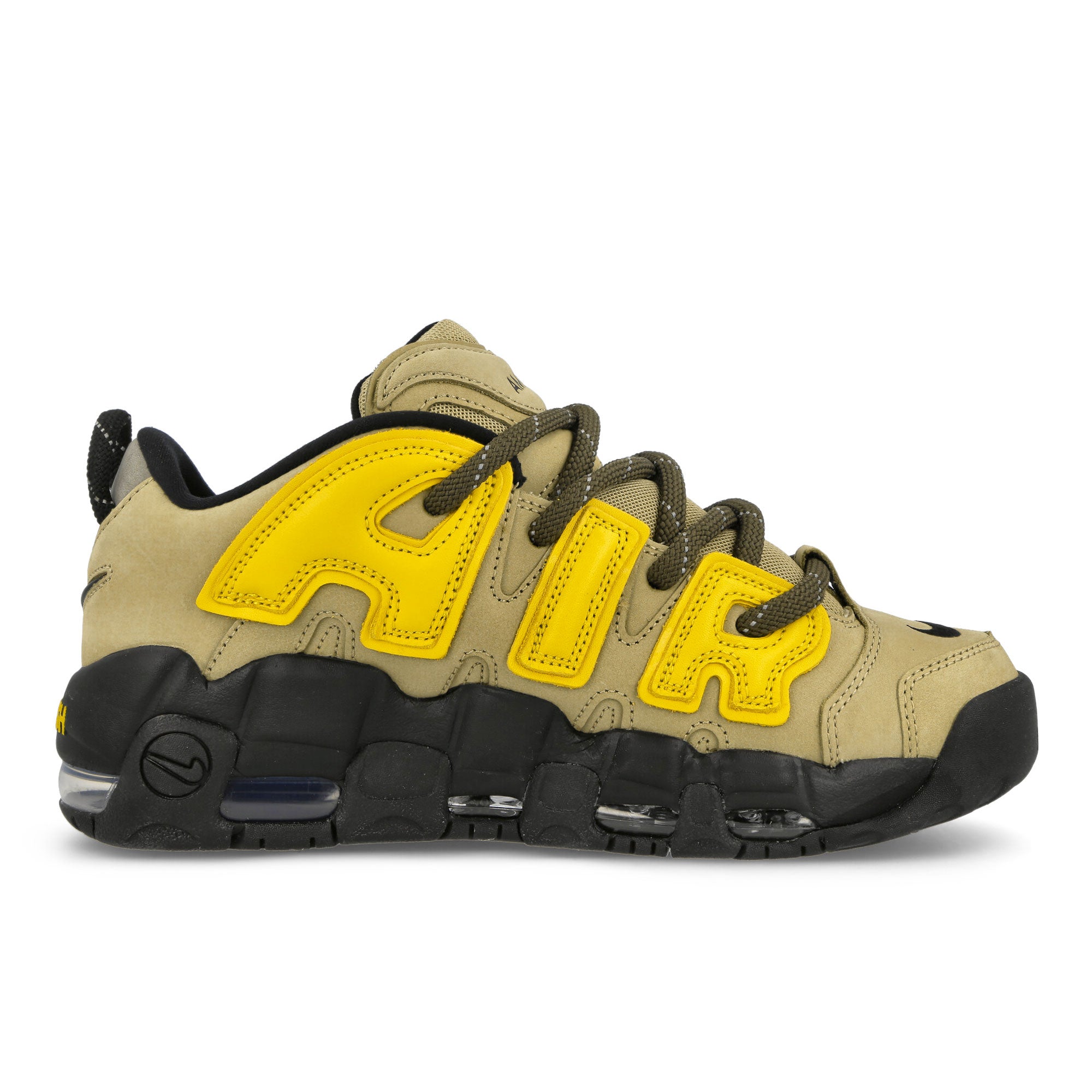 Nike AMBUSH x Nike Air More Uptempo Low SP Limestone / Vivid Sulfur - Black - Flat Pewter Sneakers Silhouette | Overkill