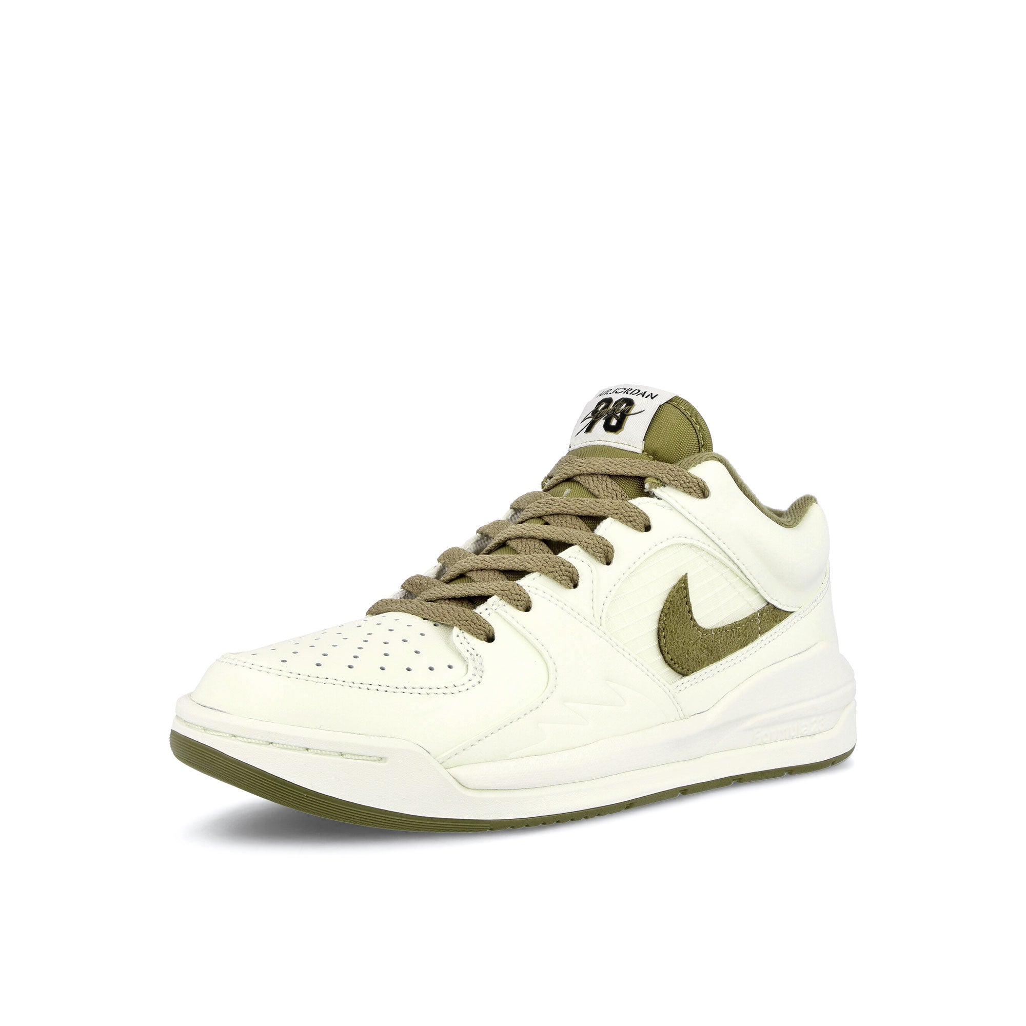 Jordan W Stadium 90 Sail-Brown Kelp - Black Low Top Sneakers Close Up | Overkill