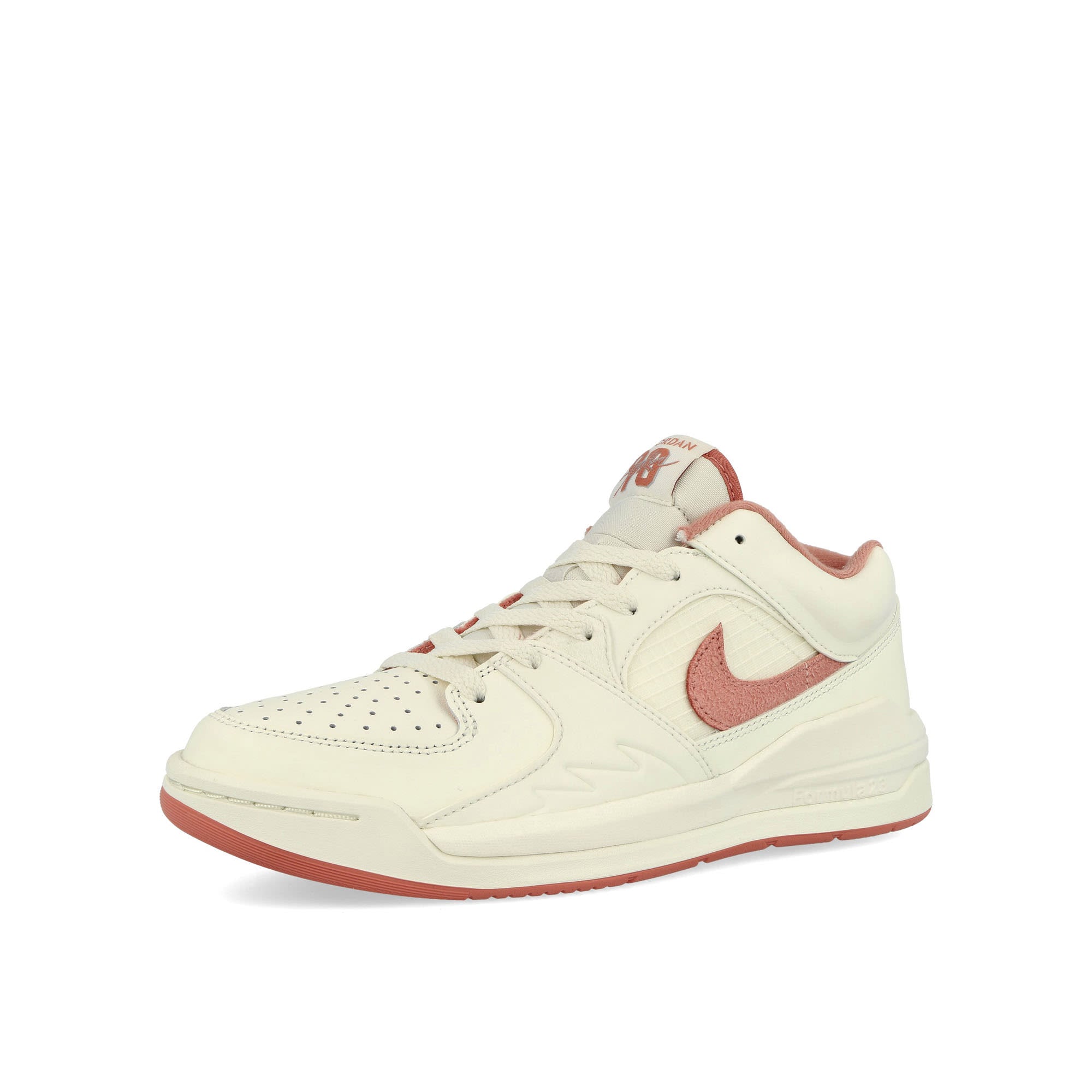 Jordan Wmns Jordan Stadium 90 Sail-Red Stardust - Wolf Grey Low Top Sneakers Close Up | Overkill