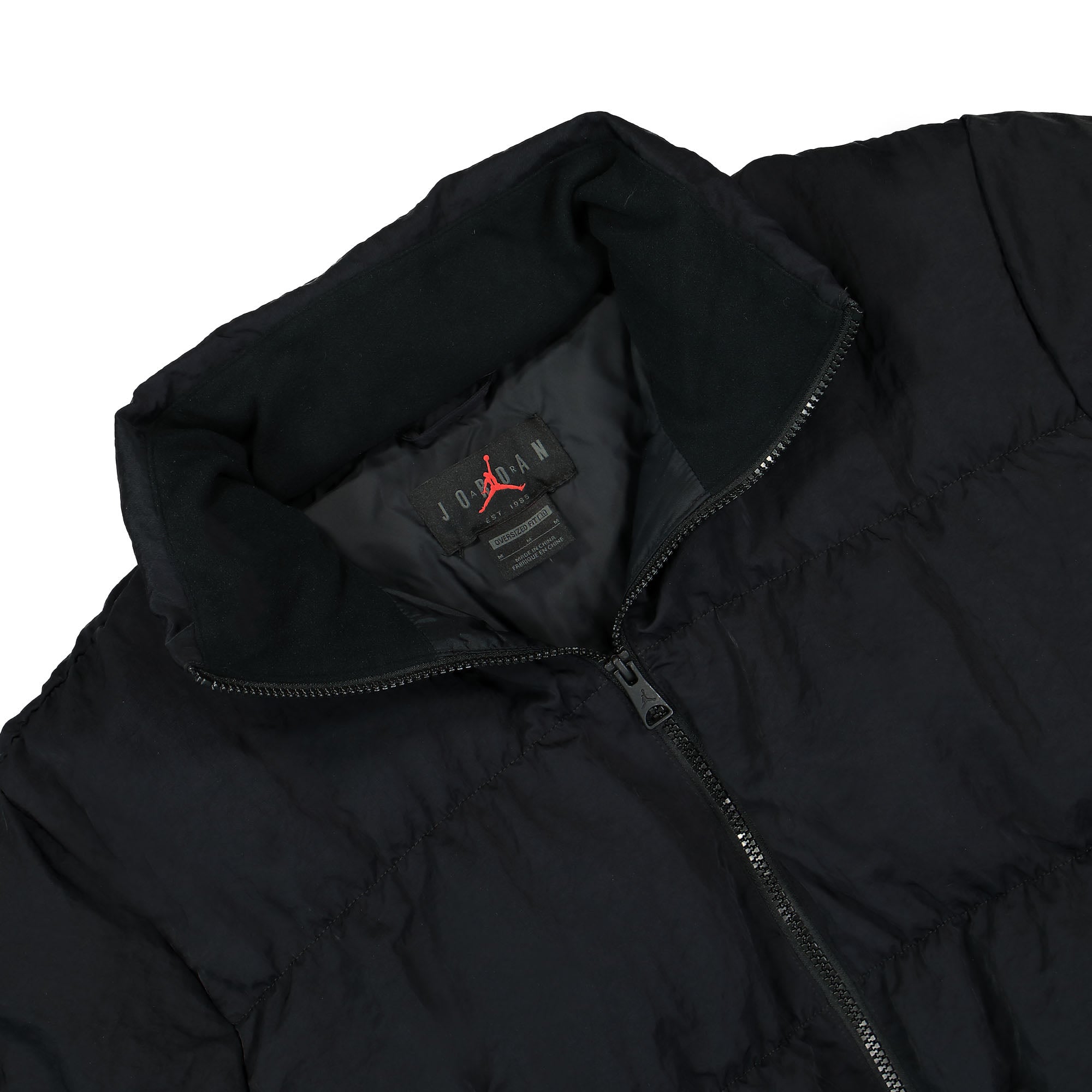 Jordan W Puffer Jacket Black / Black Puffer Jackets Close-up | Overkill