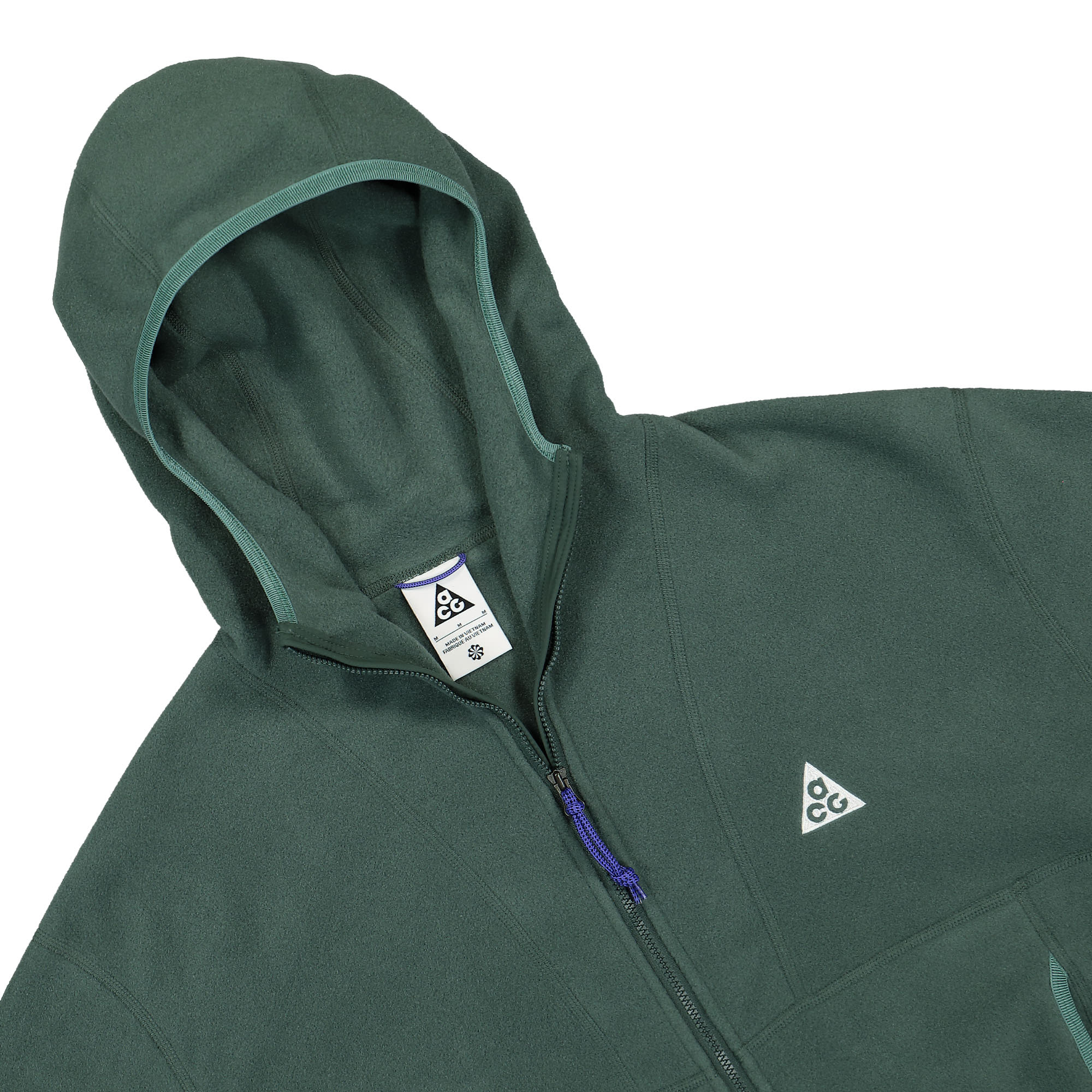 Nike ACG Wolf Tree Polartec Hooded Full-Zip Top Vintage Green / Bicoastel / Summit White Hoodies Close-up | Overkill