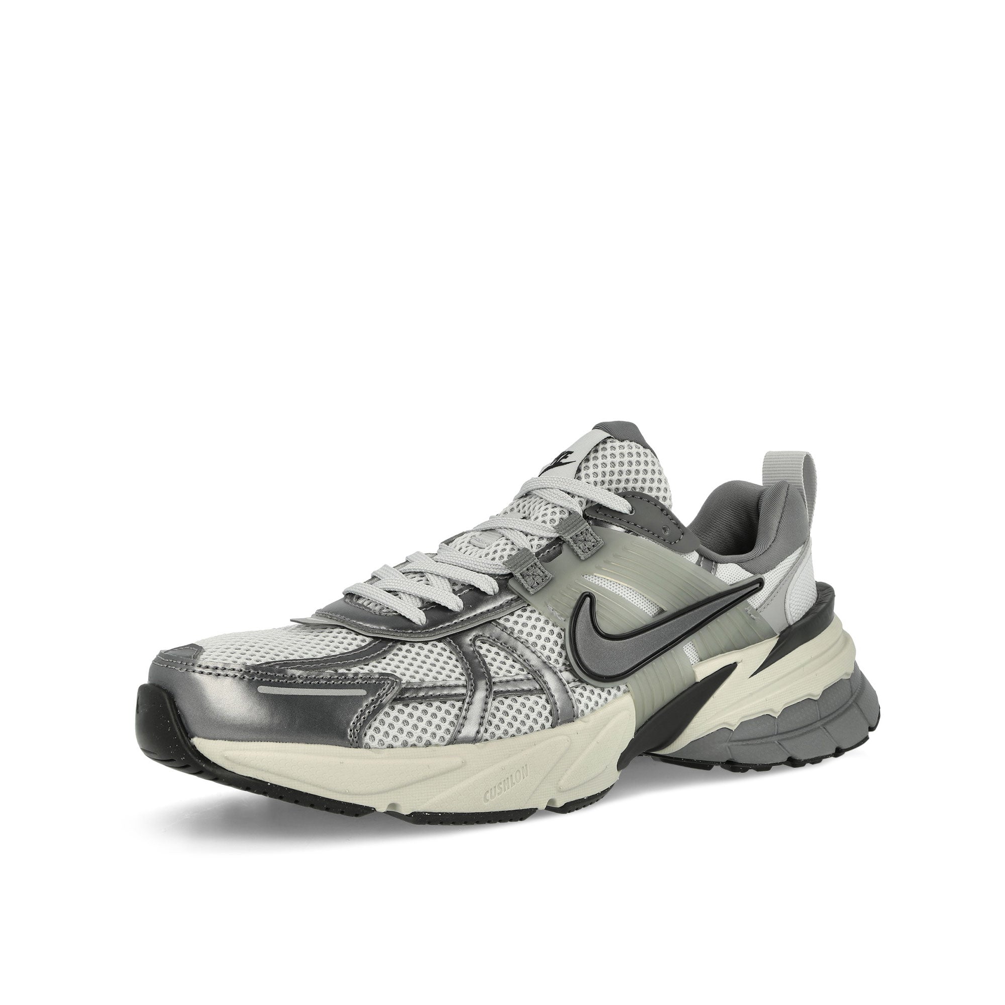 Nike W V2K Run Pure Platinum / Metallic Cool Grey - Wolf Grey Low Top Sneakers Close Up | Overkill