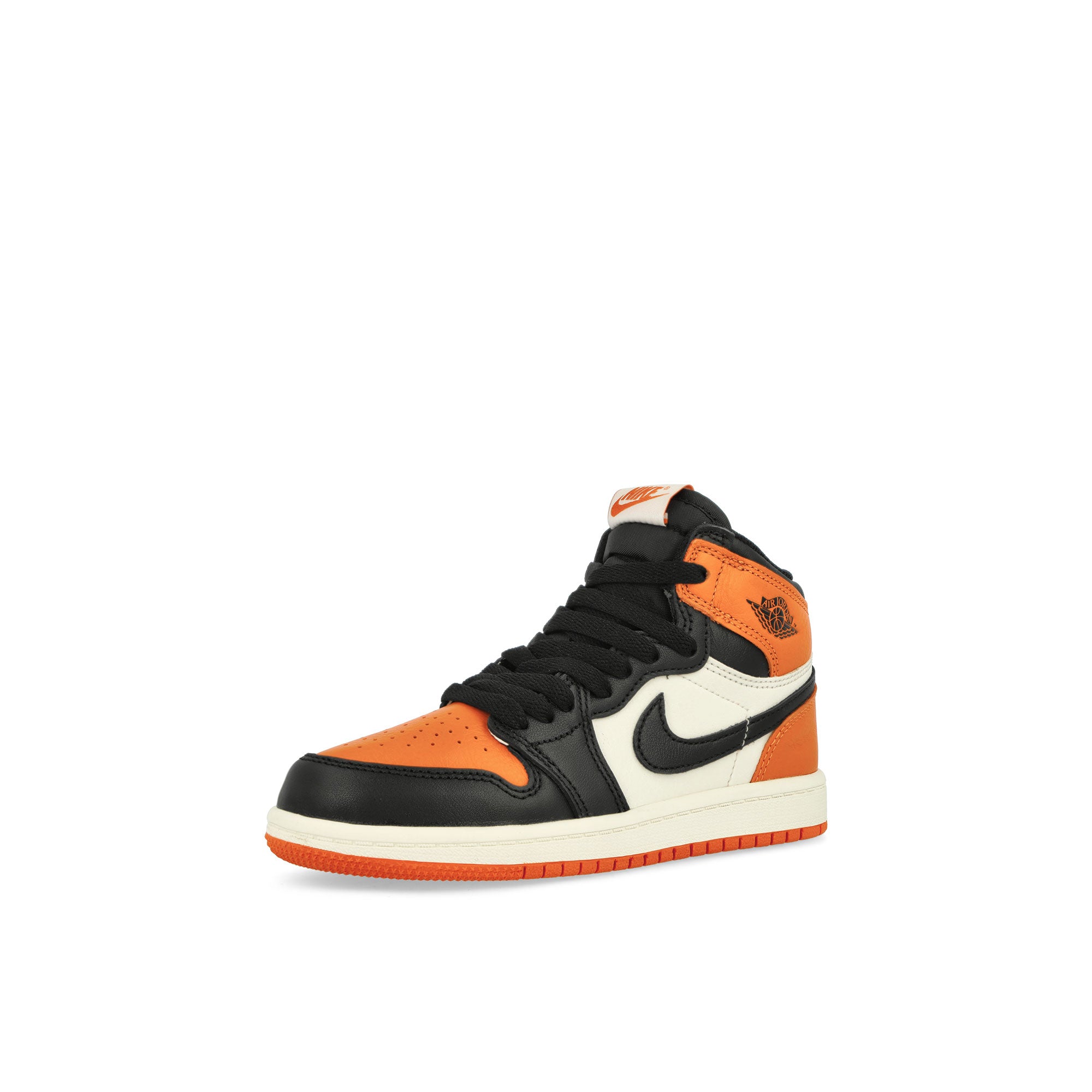 Jordan 1 Retro High OG PS Shattered Backboard Black / Black - Sail - Starfish Kids High Top Sneakers FD1412 008 Close-up | Overkill