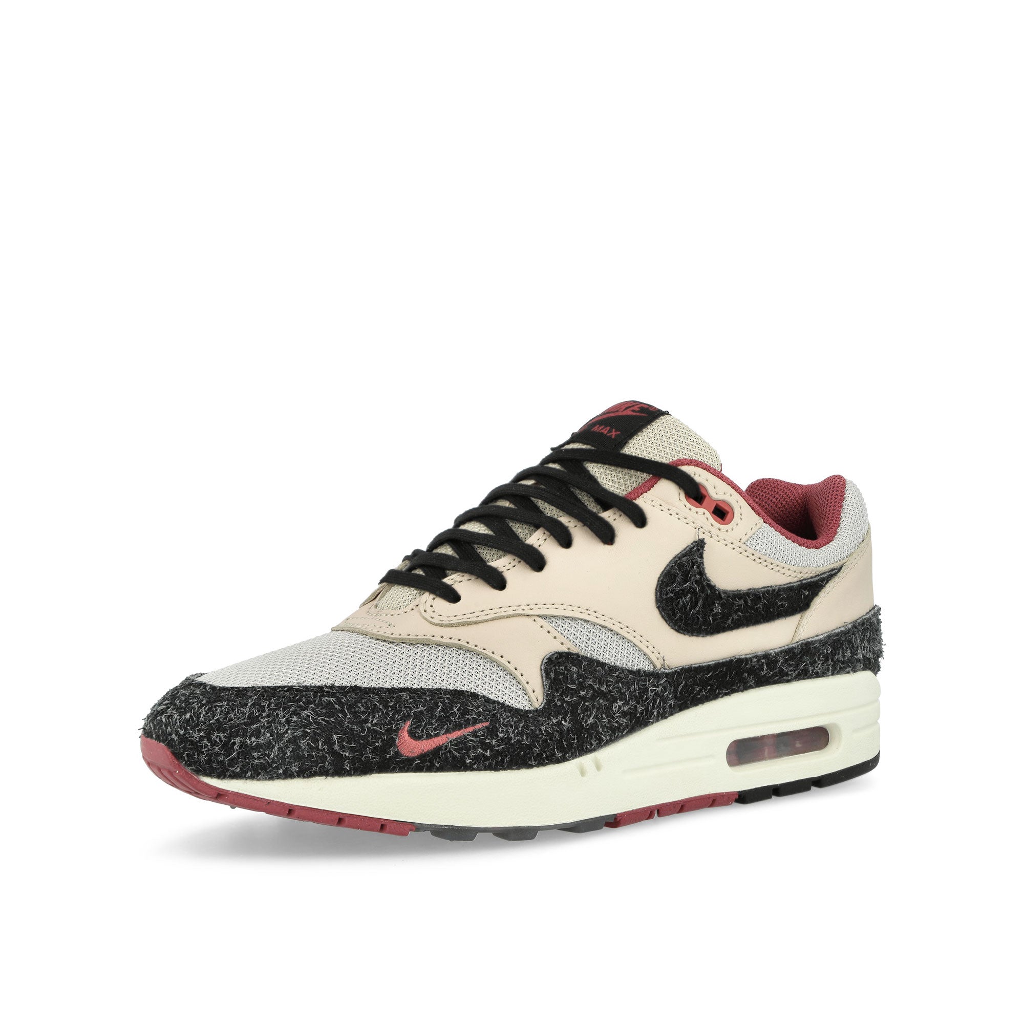 Nike Air Max 1 Premium Pearl White / Black - Vast Grey - Cedar Low Top Sneakers Close Up | Overkill