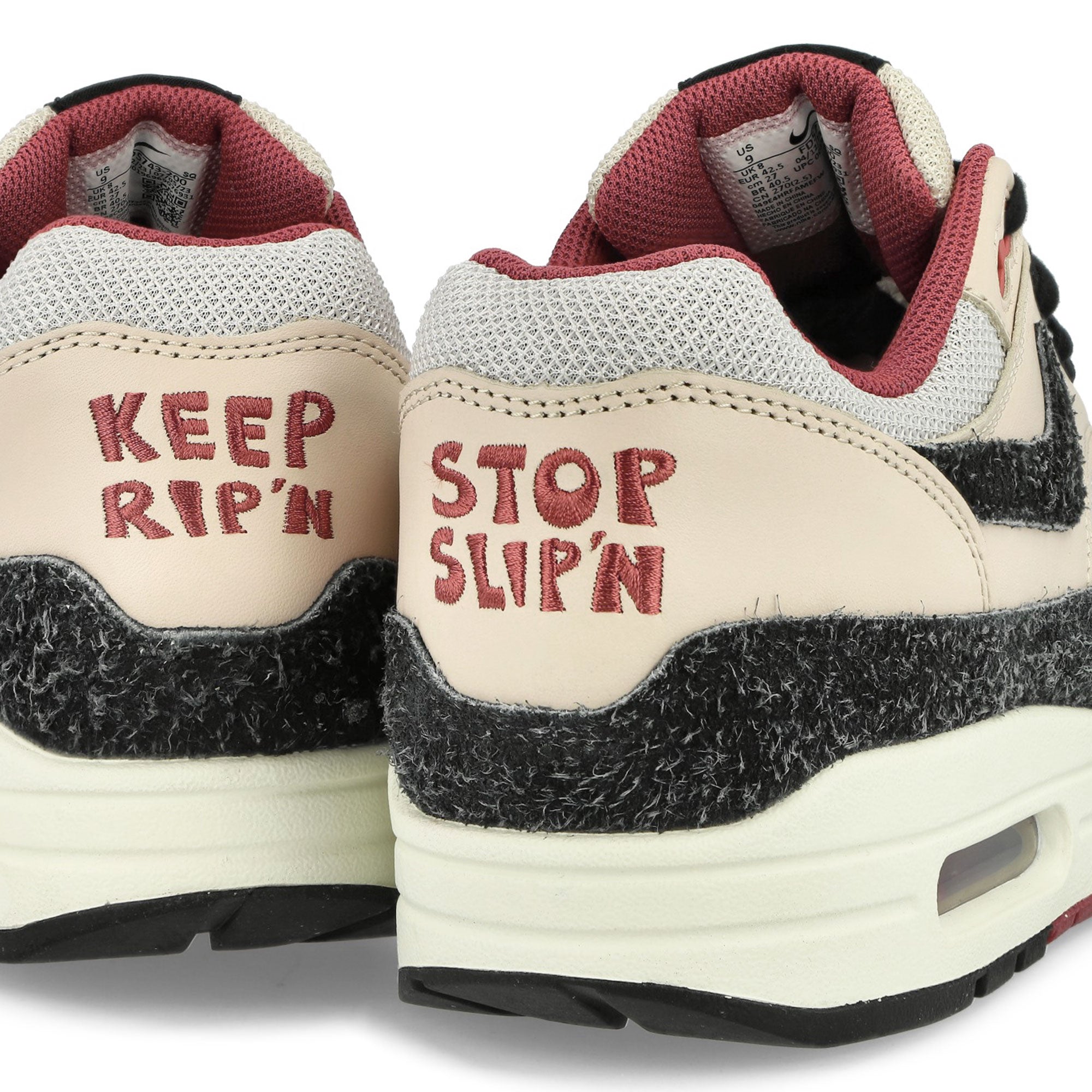 Nike Air Max 1 Premium Pearl White / Black - Vast Grey - Cedar Low Top Sneakers Detailfoto | Overkill